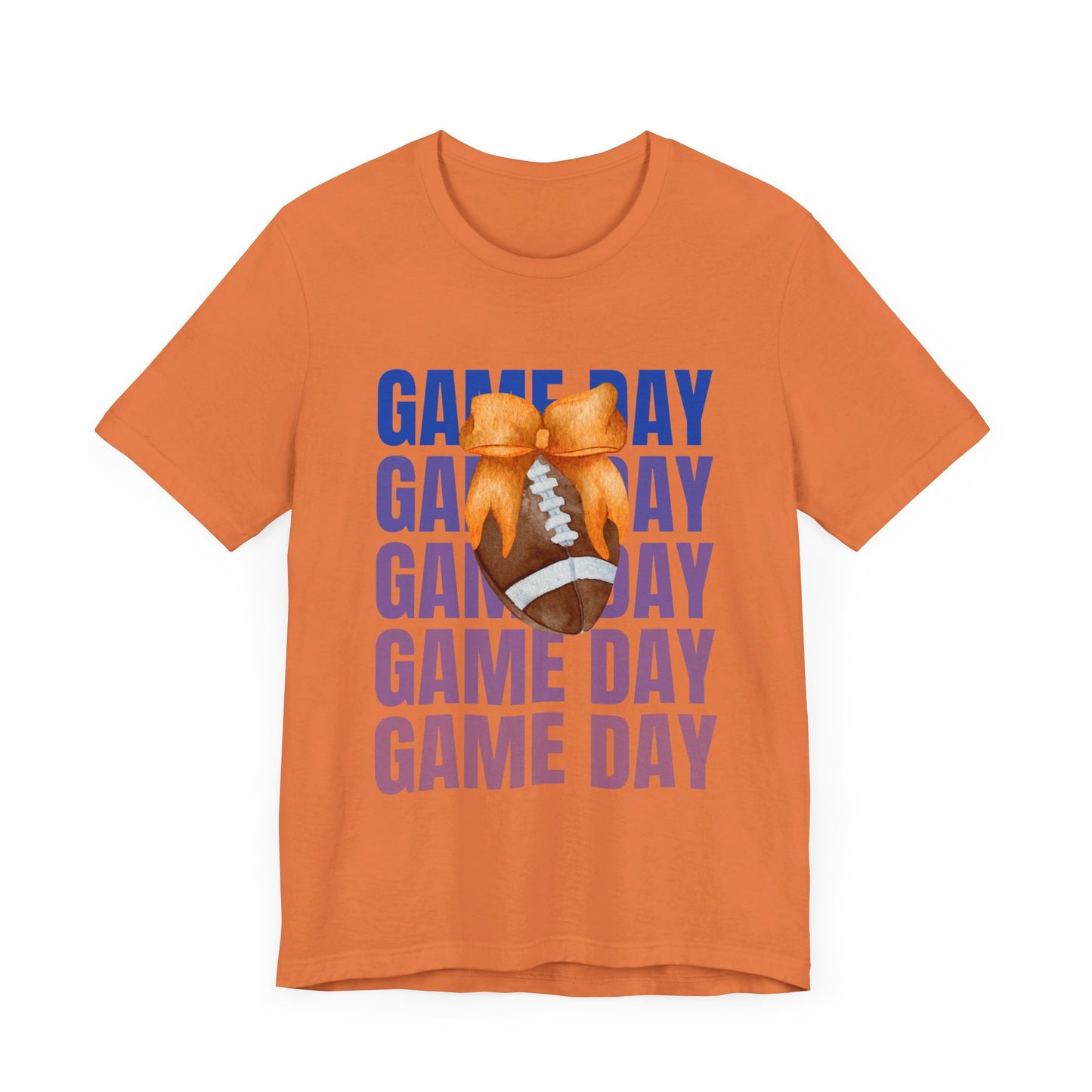 Orange and Blue Fall Game Day Football Bow Unisex Graphic T