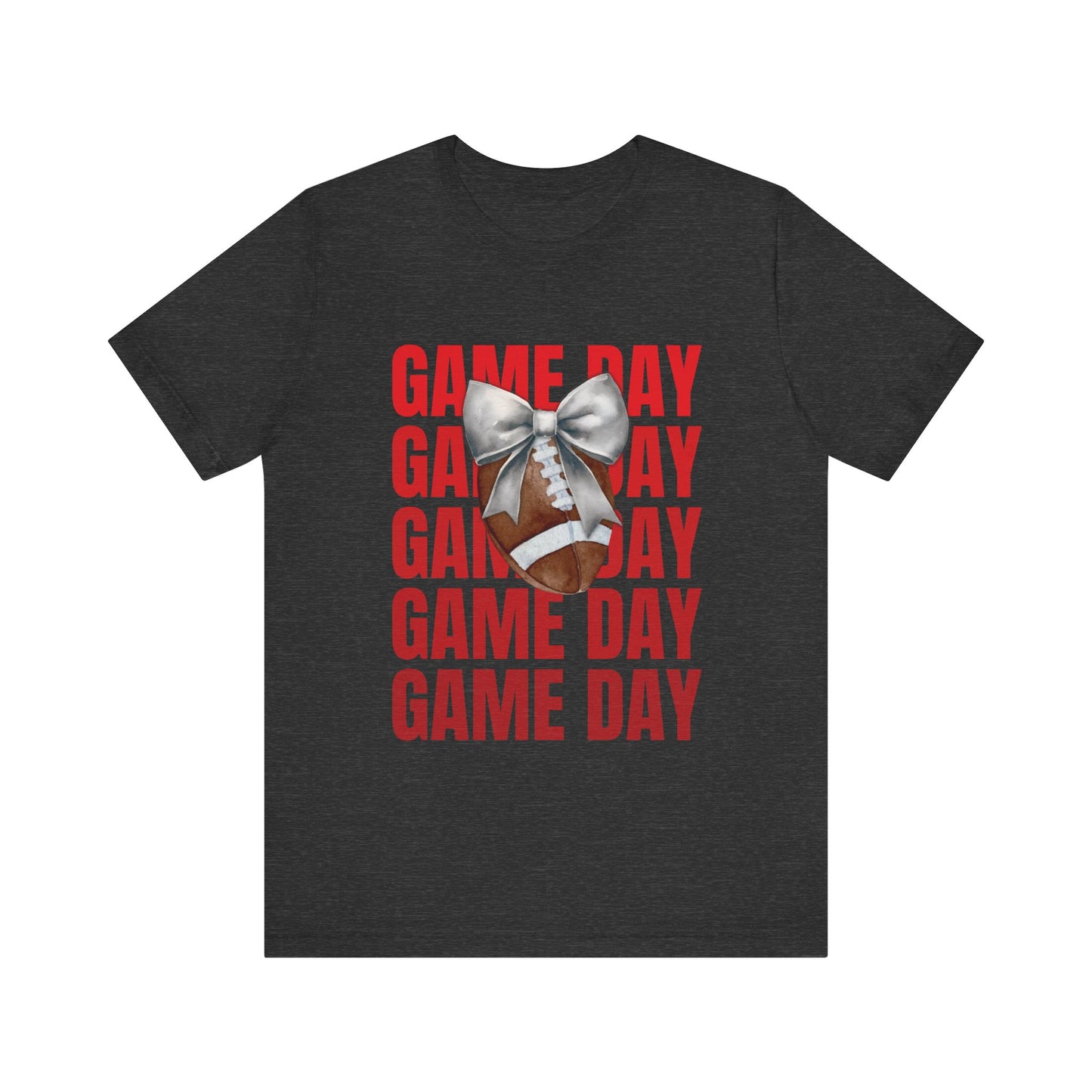 Black and Red Game Day Fall Football and Bow Unisex T-Shirt