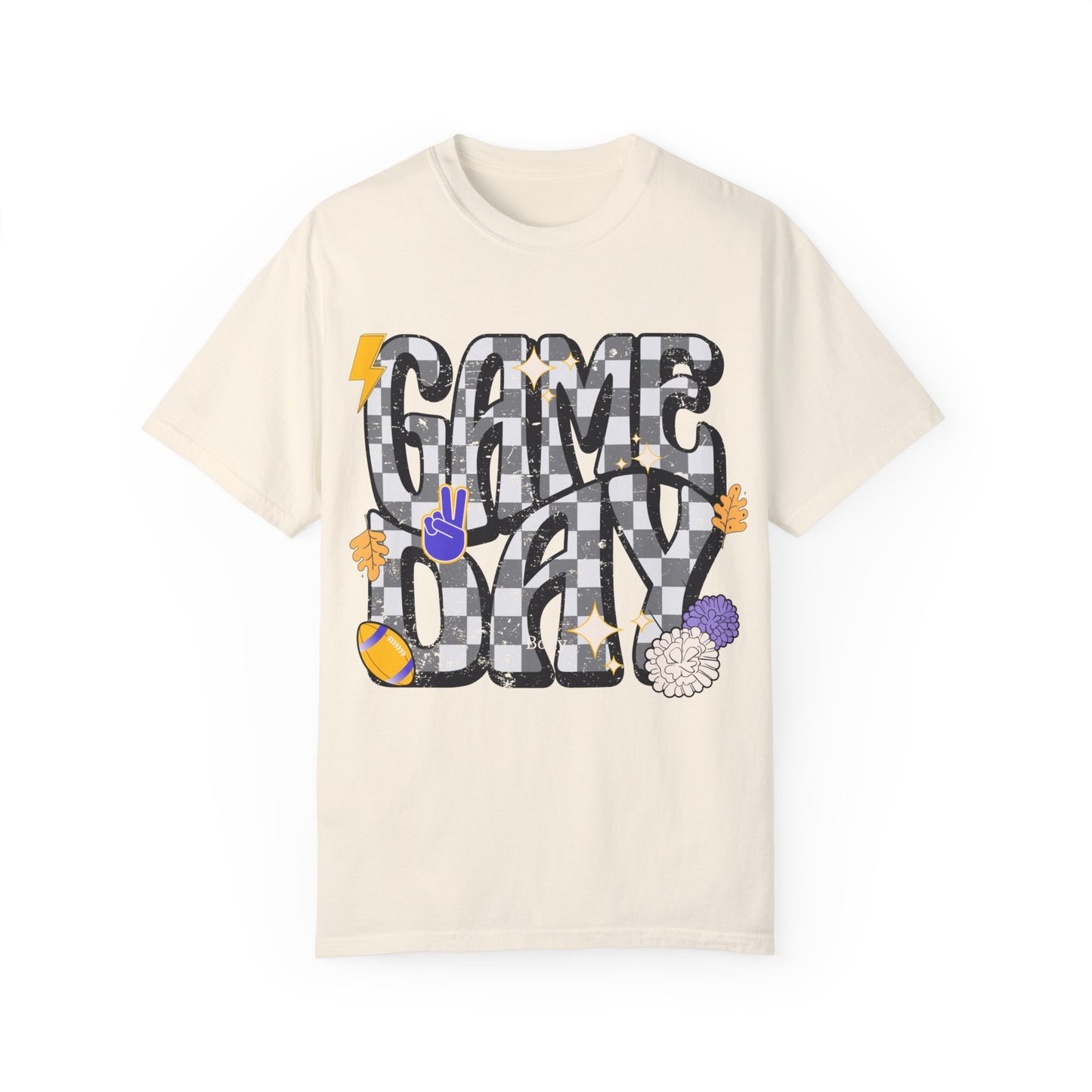 Checkered Game Day Unisex T-shirt Purple and Gold