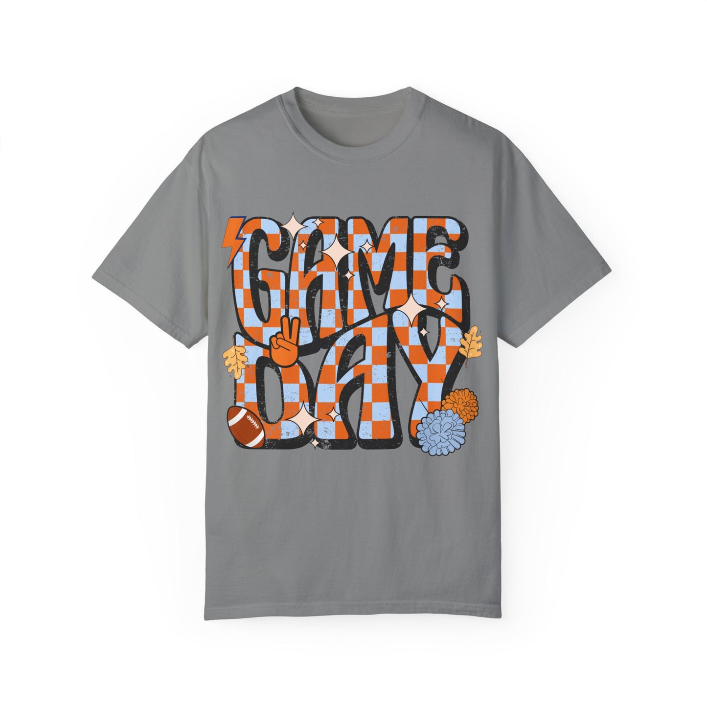 Checkered Game Day Unisex T-shirt Blue and Orange
