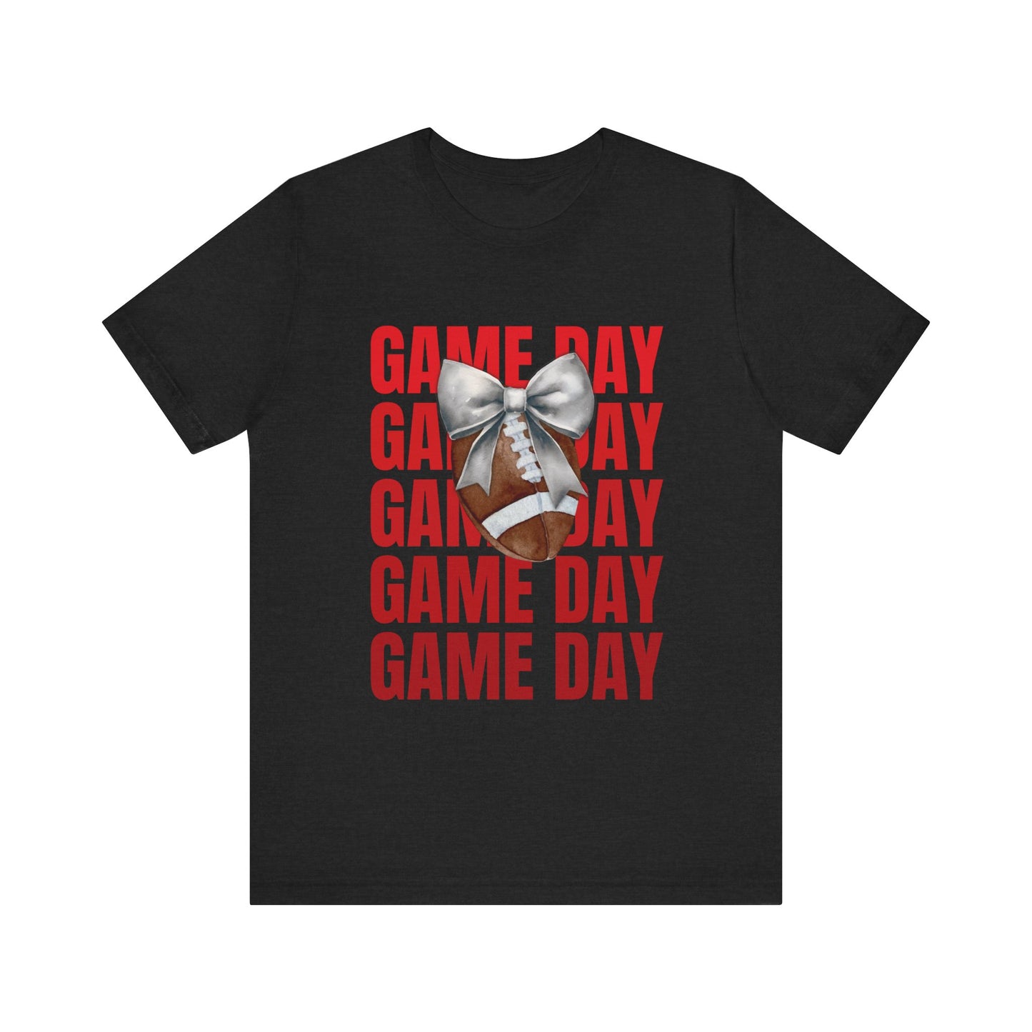 Black and Red Game Day Fall Football and Bow Unisex T-Shirt