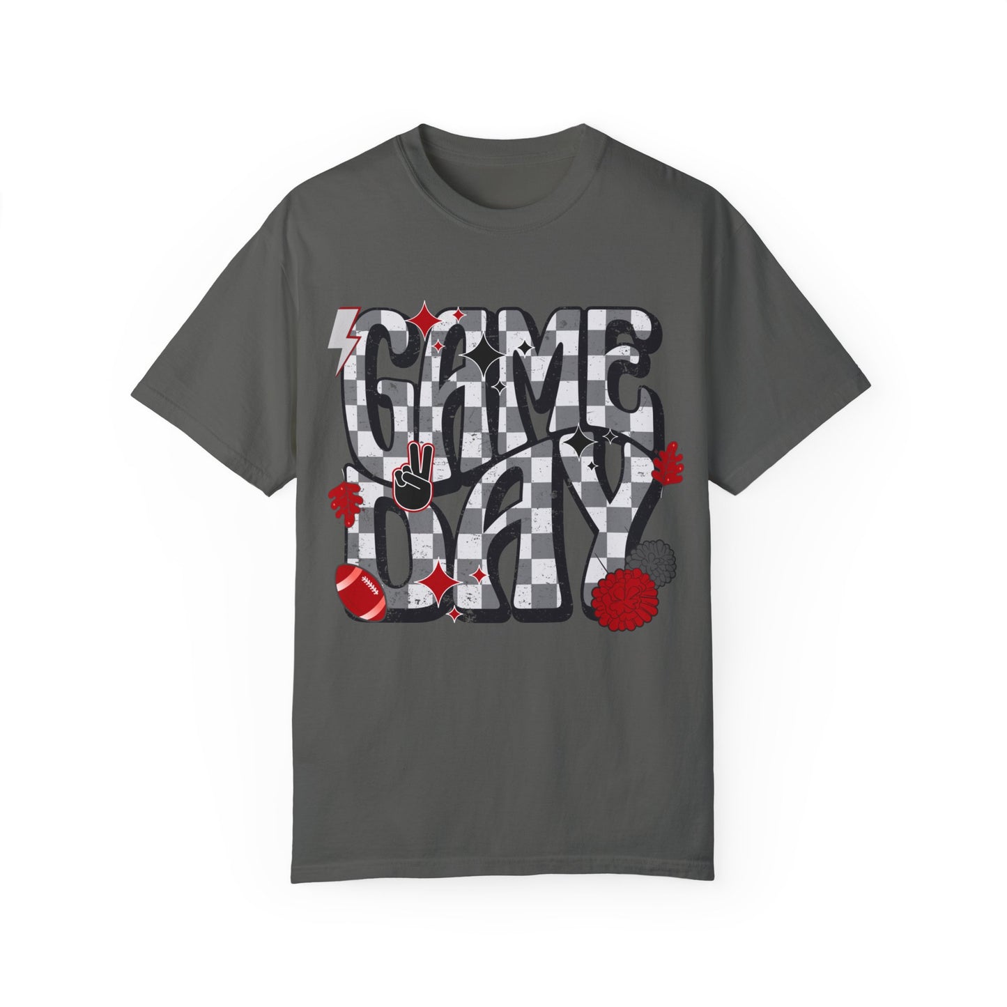 Checkered Game Day Unisex T-shirt Black and Red