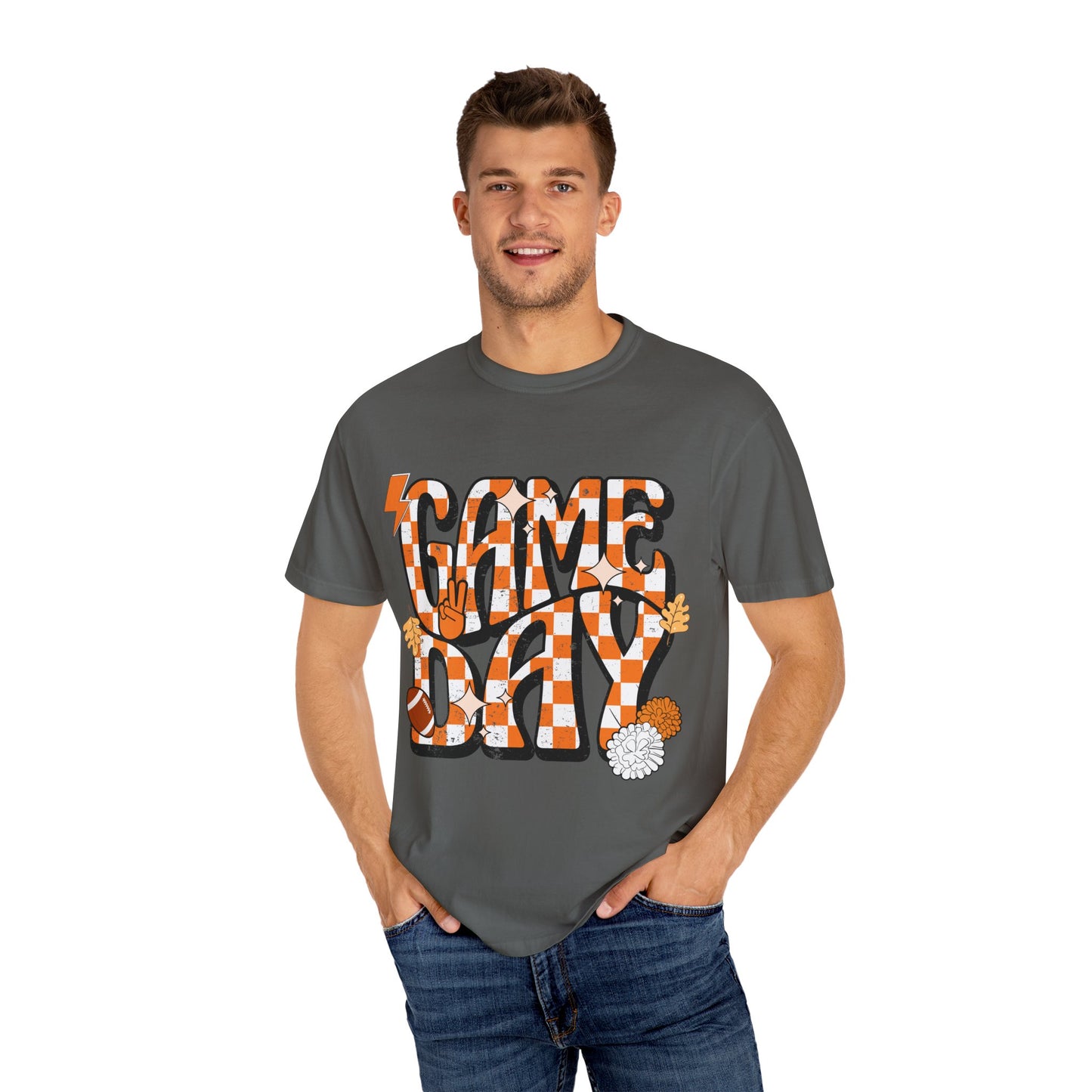 Checkered Game Day Unisex T-shirt Orange and White
