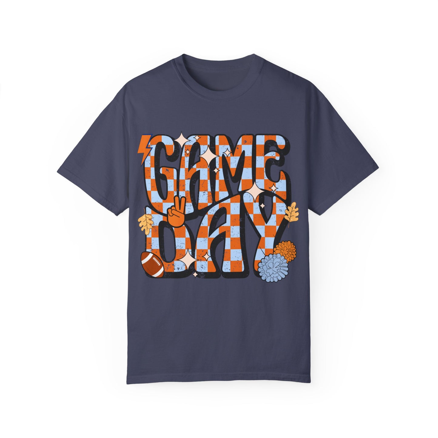 Checkered Game Day Unisex T-shirt Blue and Orange