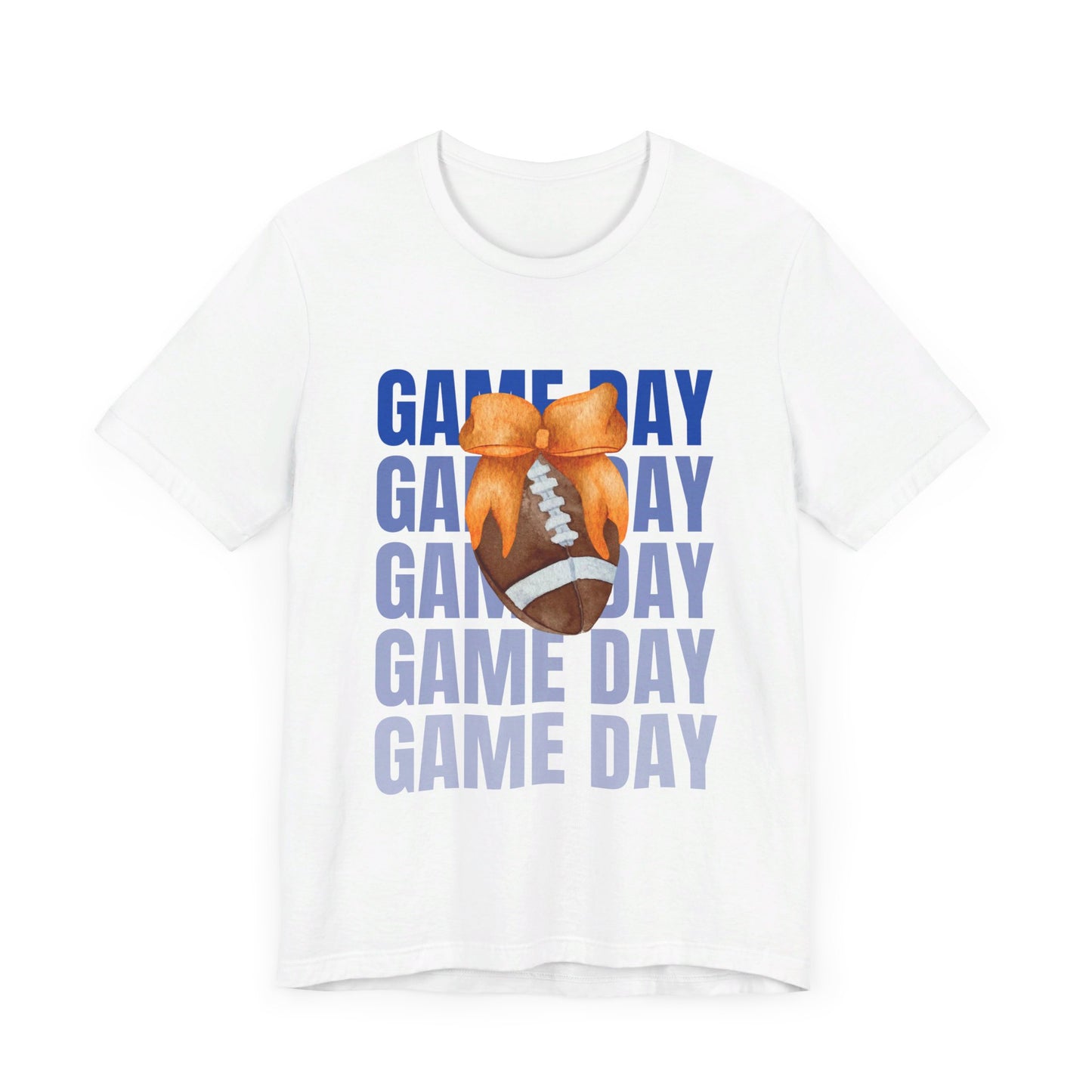 Orange and Blue Fall Game Day Football Bow Unisex Graphic T
