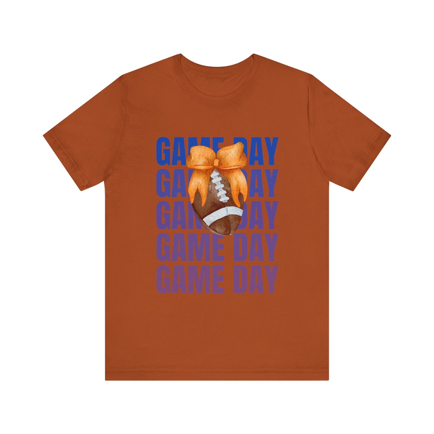 Orange and Blue Fall Game Day Football Bow Unisex Graphic T