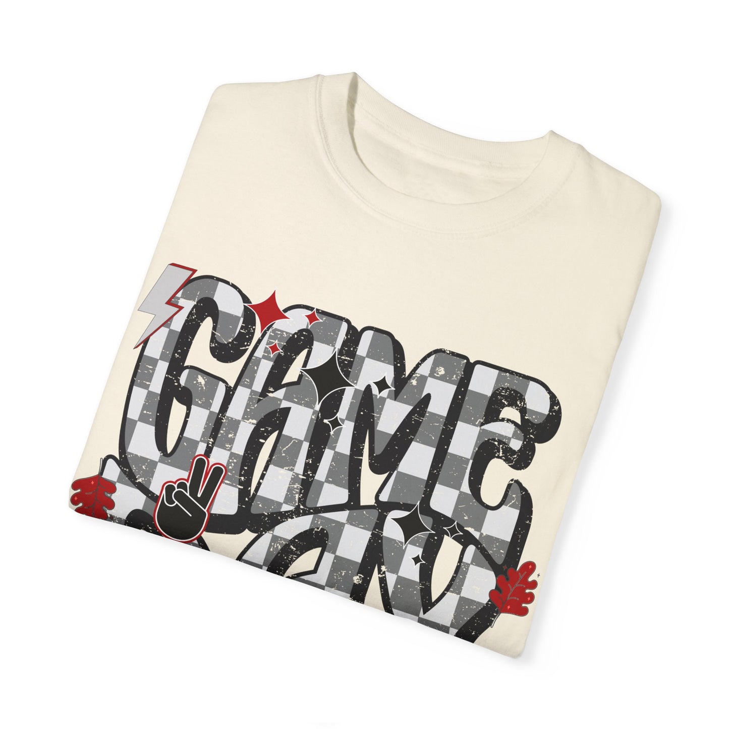 Checkered Game Day Unisex T-shirt Black and Red