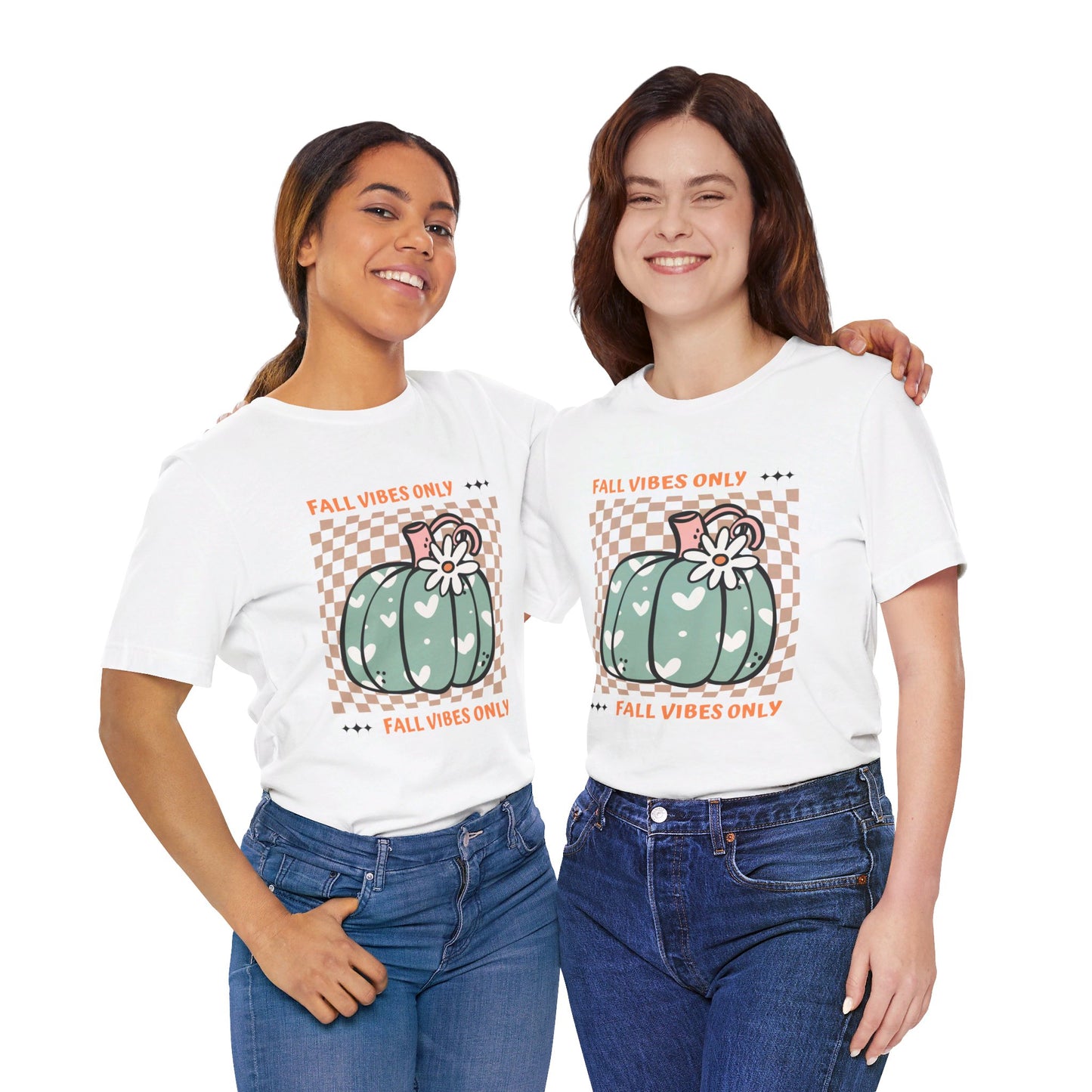 Fall Vibes Only Teal Pumpkin Retro Graphic T-Shirt