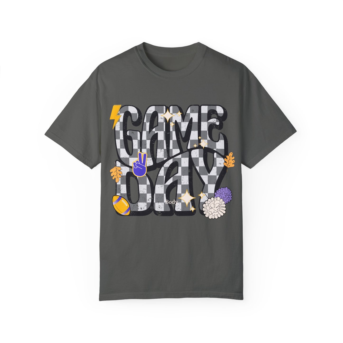 Checkered Game Day Unisex T-shirt Purple and Gold