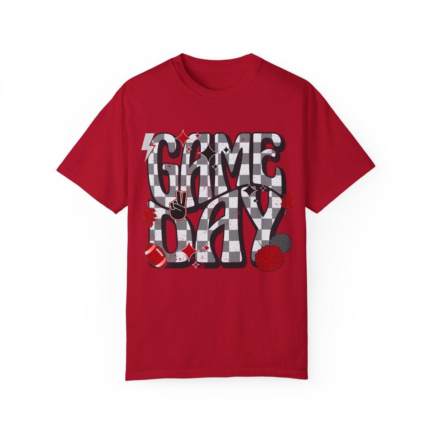 Checkered Game Day Unisex T-shirt Black and Red