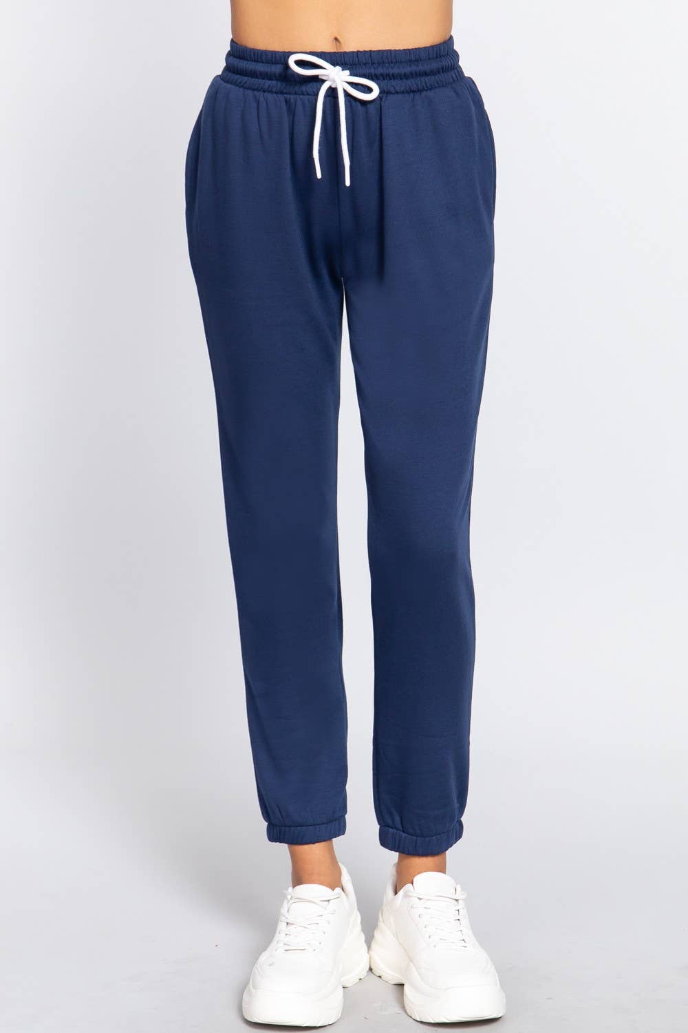 Navy Blue French Terry Fleece Long Jogger Pants