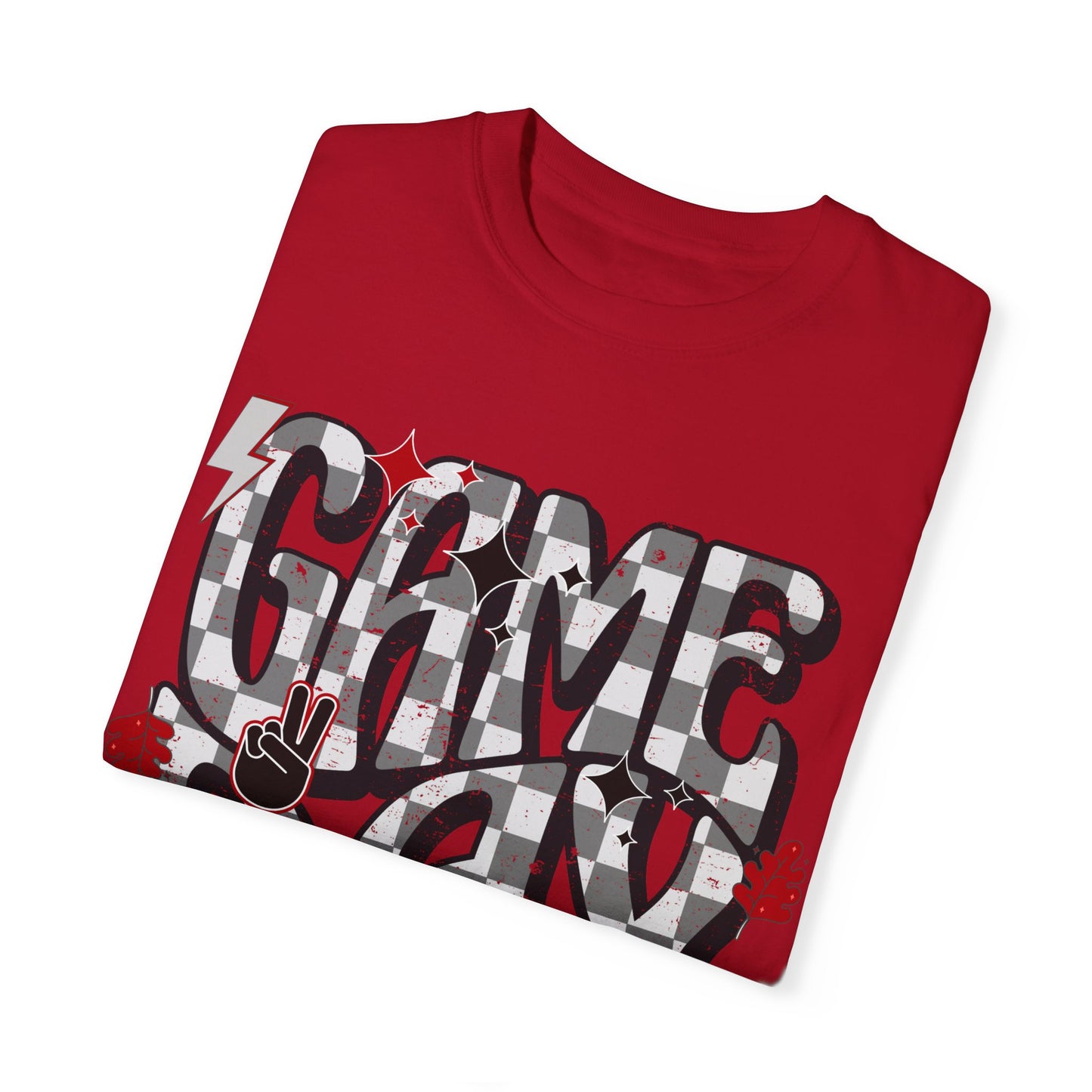 Checkered Game Day Unisex T-shirt Black and Red