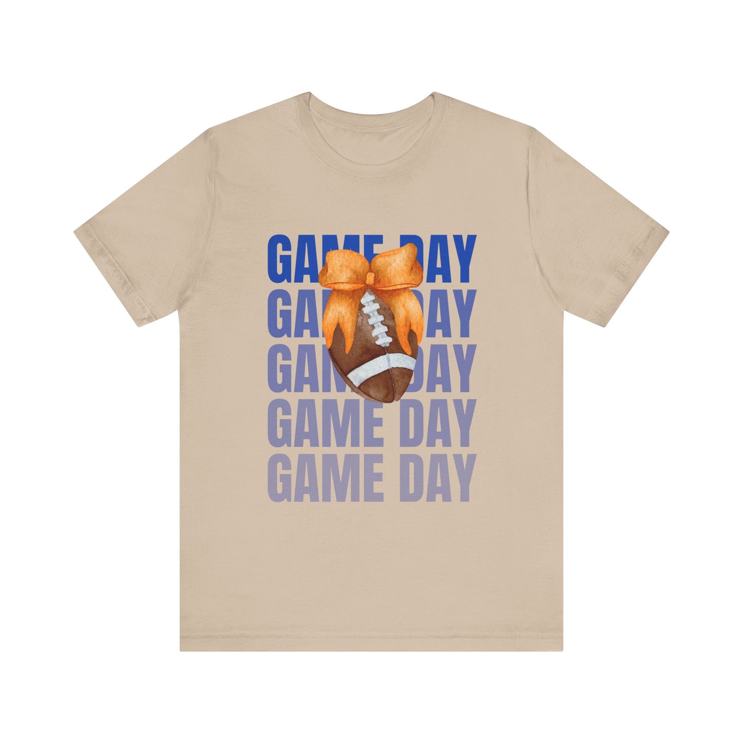 Orange and Blue Fall Game Day Football Bow Unisex Graphic T
