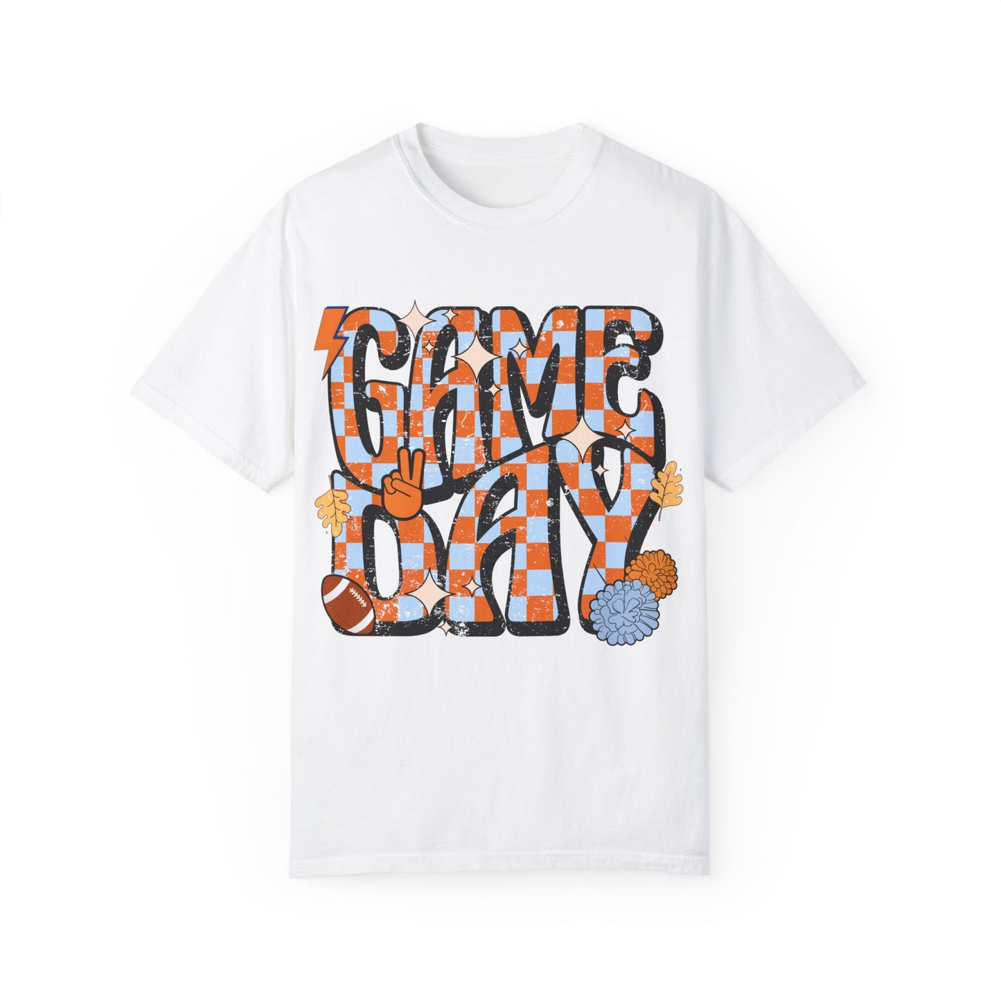 Checkered Game Day Unisex T-shirt Blue and Orange