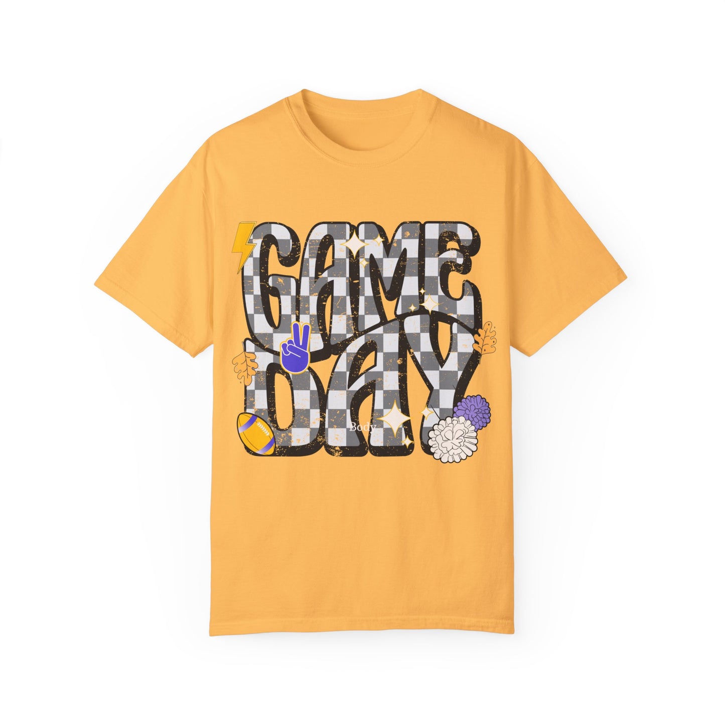 Checkered Game Day Unisex T-shirt Purple and Gold