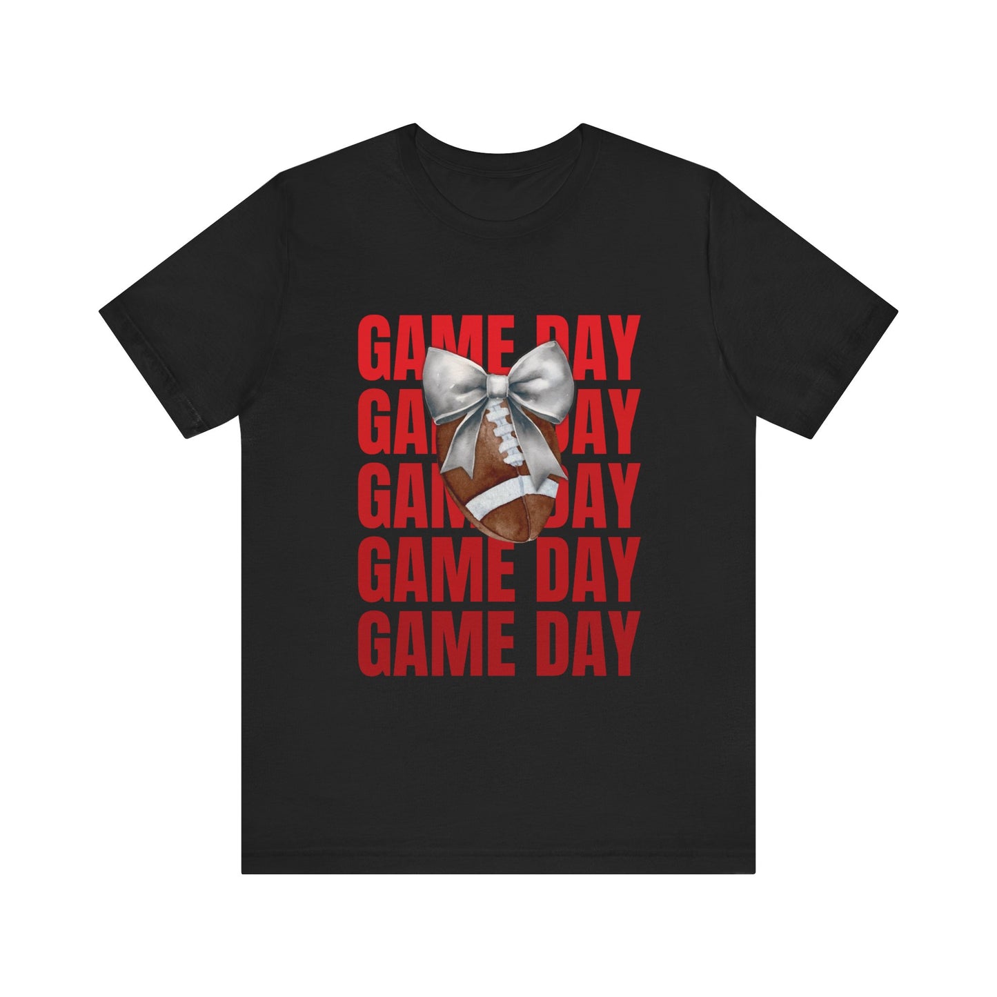 Black and Red Game Day Fall Football and Bow Unisex T-Shirt