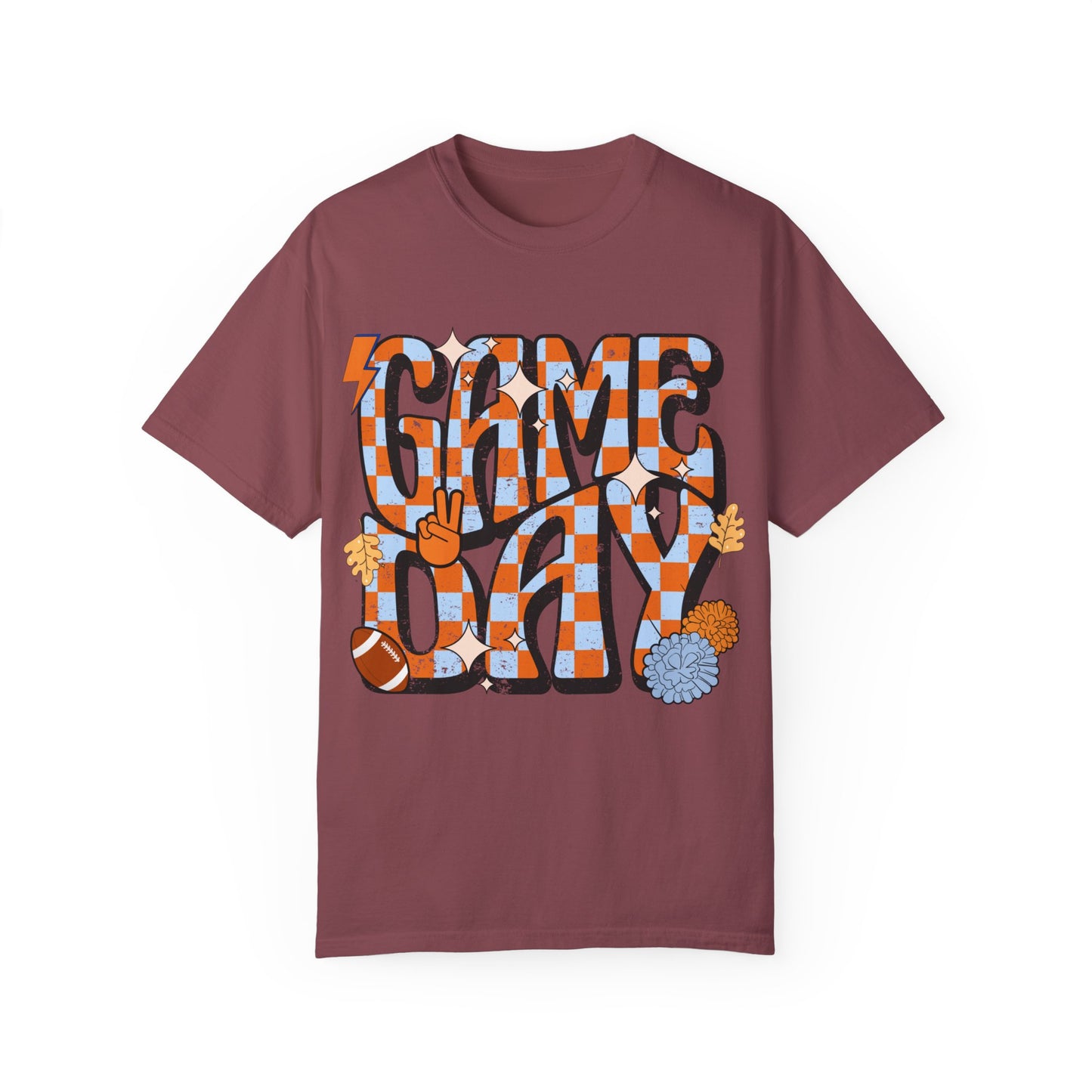 Checkered Game Day Unisex T-shirt Blue and Orange