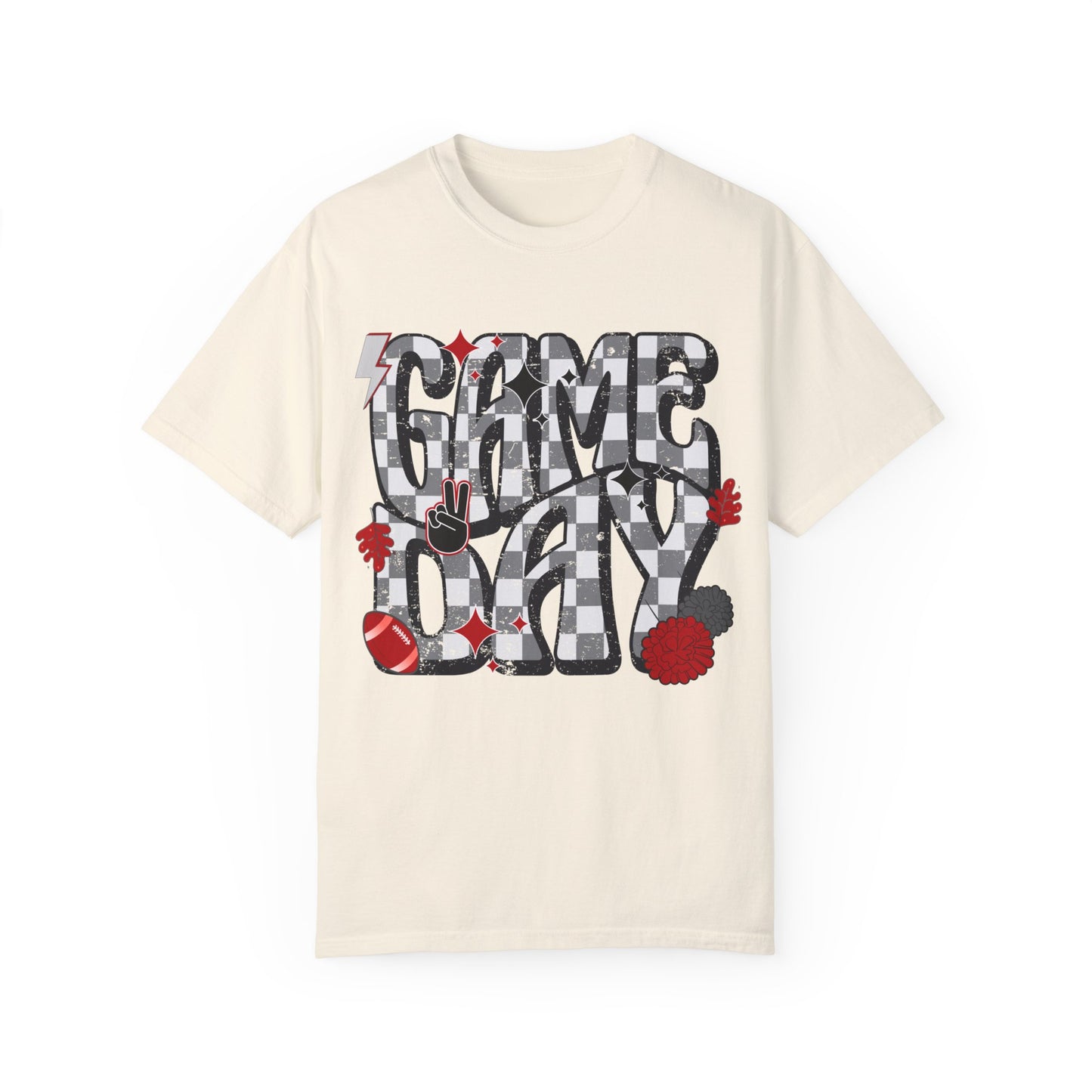 Checkered Game Day Unisex T-shirt Black and Red
