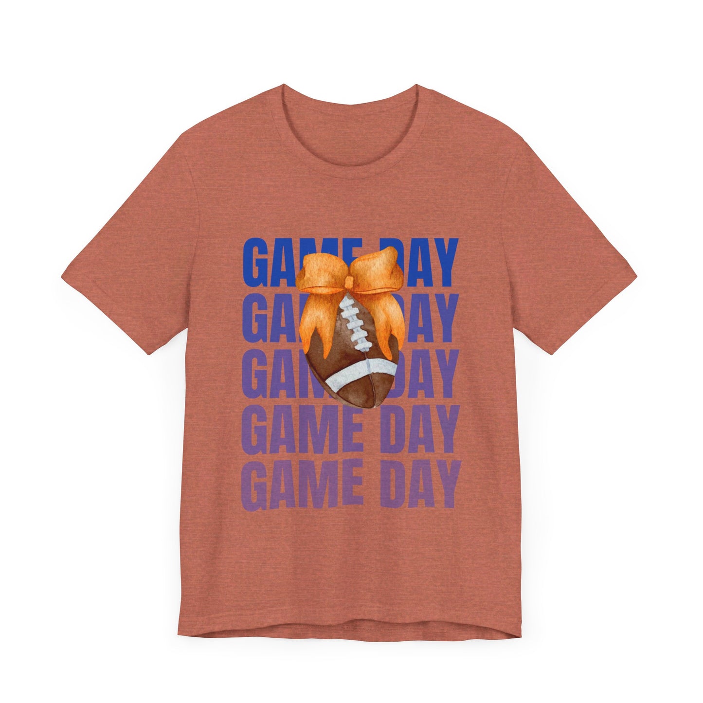 Orange and Blue Fall Game Day Football Bow Unisex Graphic T