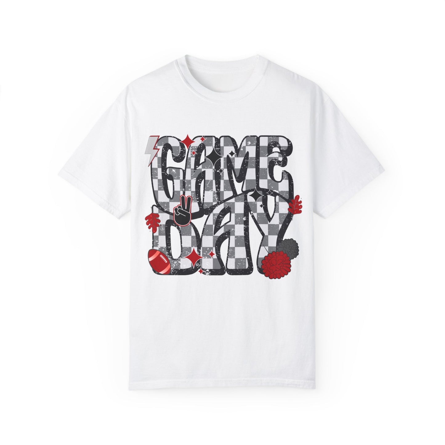 Checkered Game Day Unisex T-shirt Black and Red