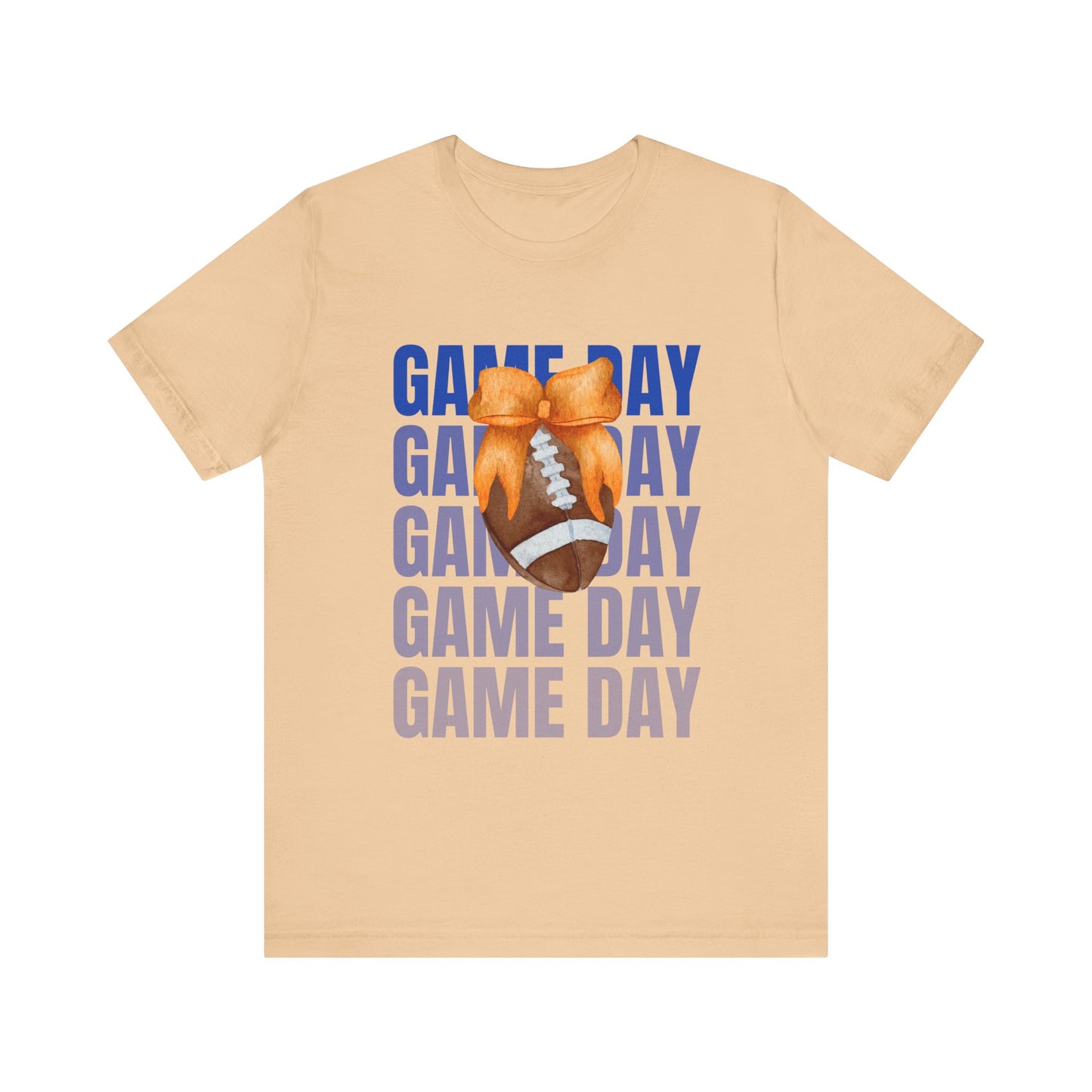 Orange and Blue Fall Game Day Football Bow Unisex Graphic T