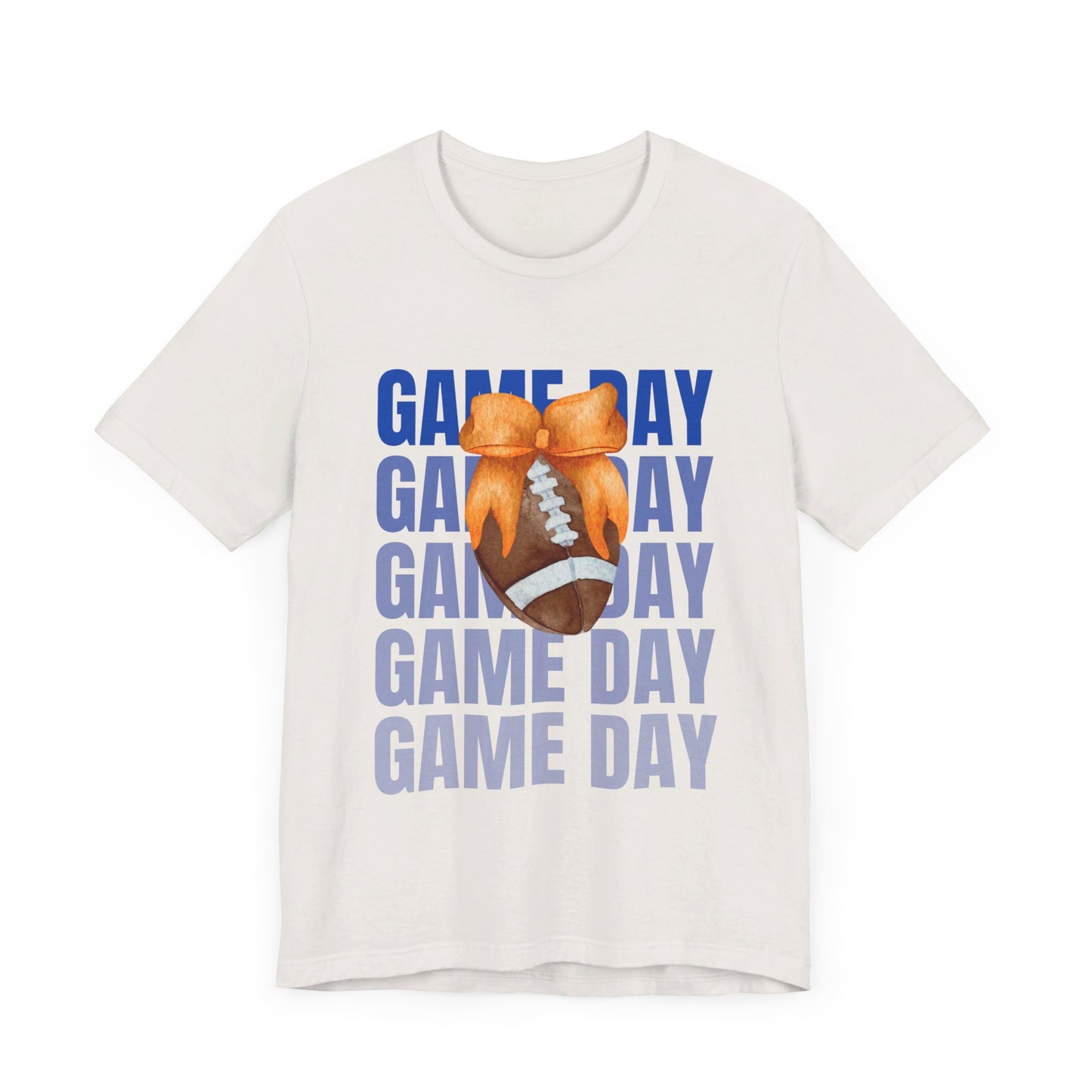 Orange and Blue Fall Game Day Football Bow Unisex Graphic T