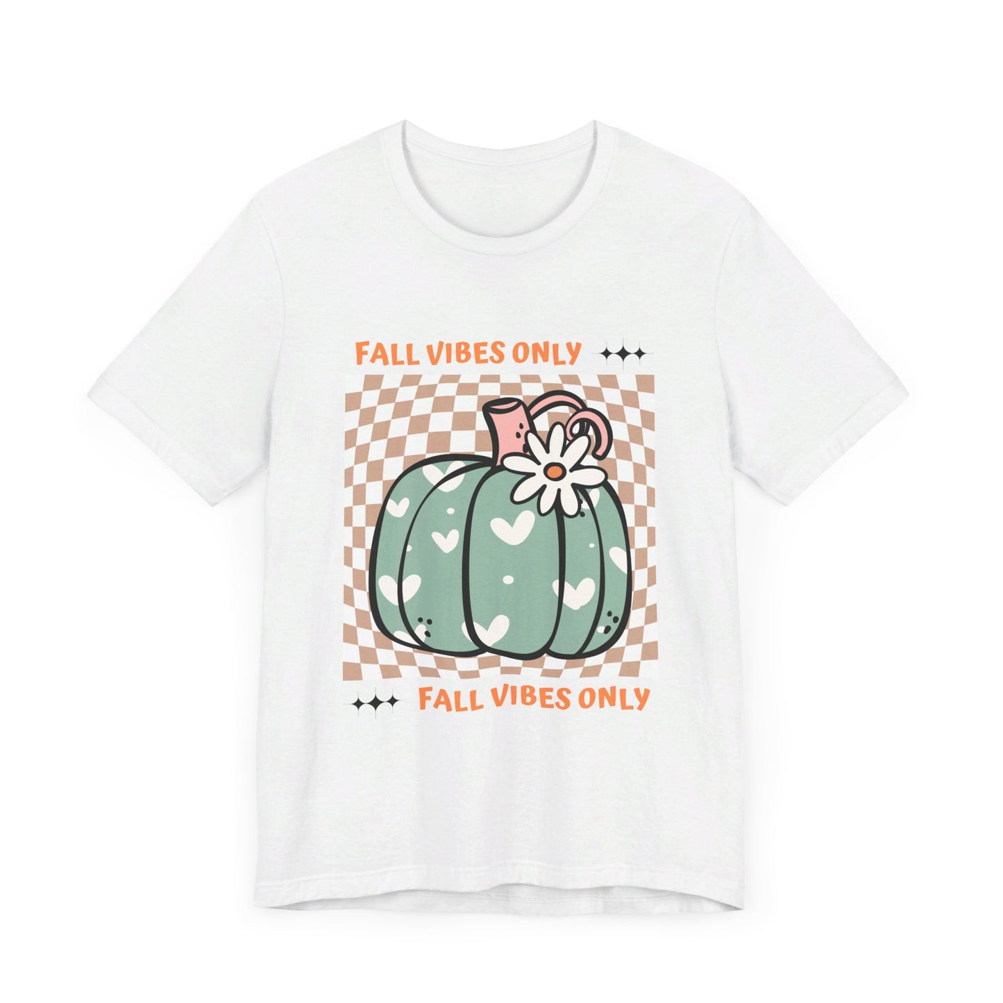Fall Vibes Only Teal Pumpkin Retro Graphic T-Shirt