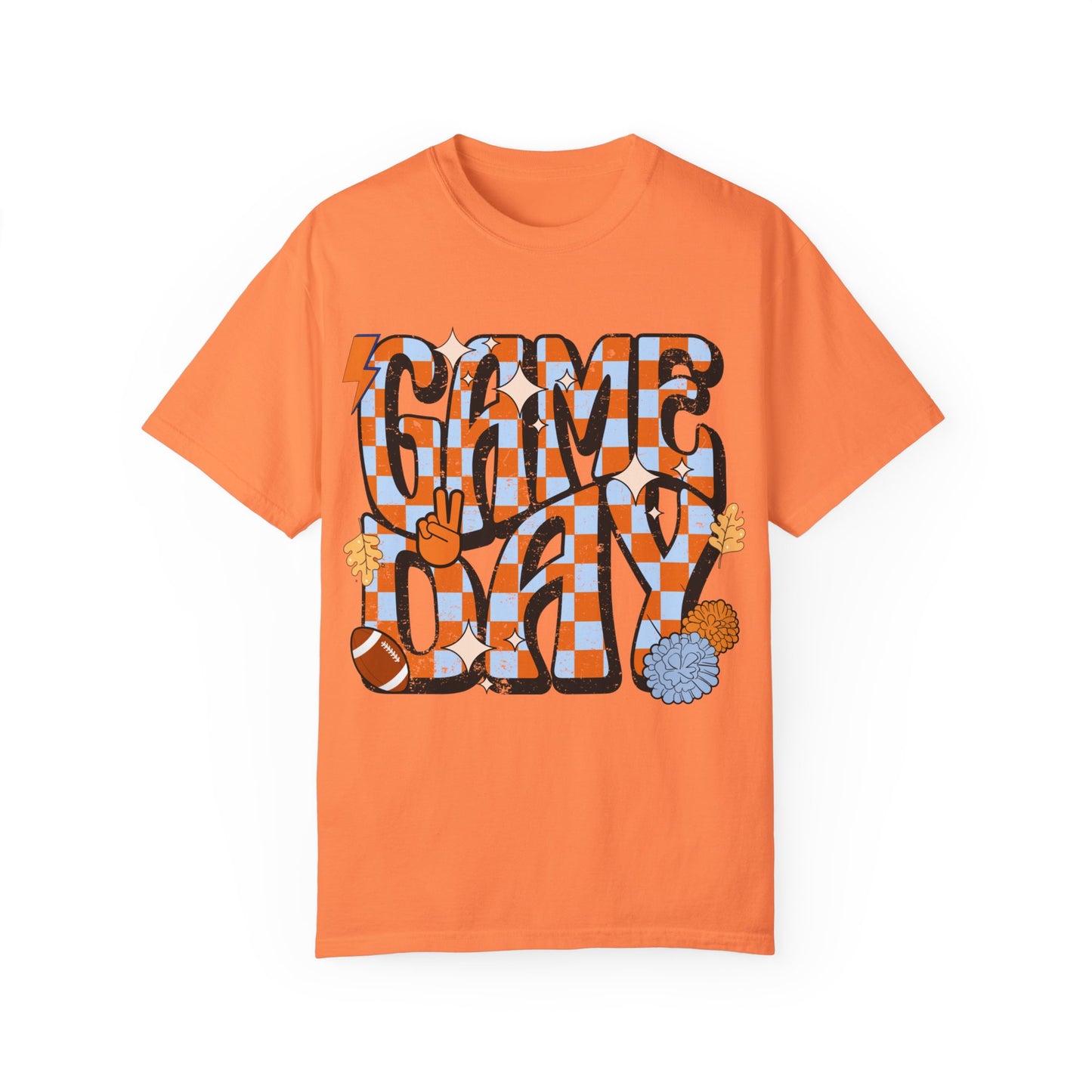 Checkered Game Day Unisex T-shirt Blue and Orange