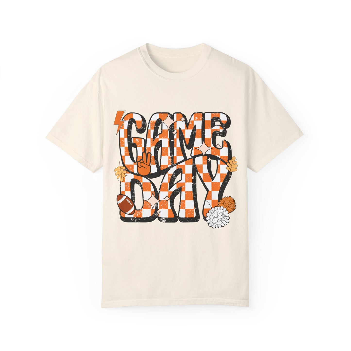 Checkered Game Day Unisex T-shirt Orange and White