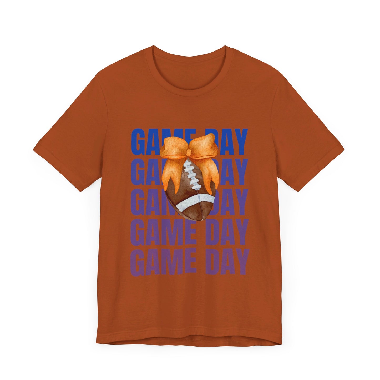 Orange and Blue Fall Game Day Football Bow Unisex Graphic T