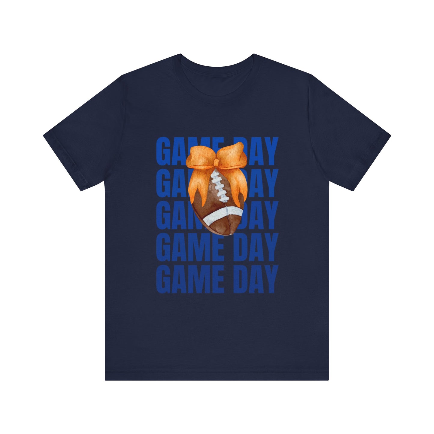Orange and Blue Fall Game Day Football Bow Unisex Graphic T