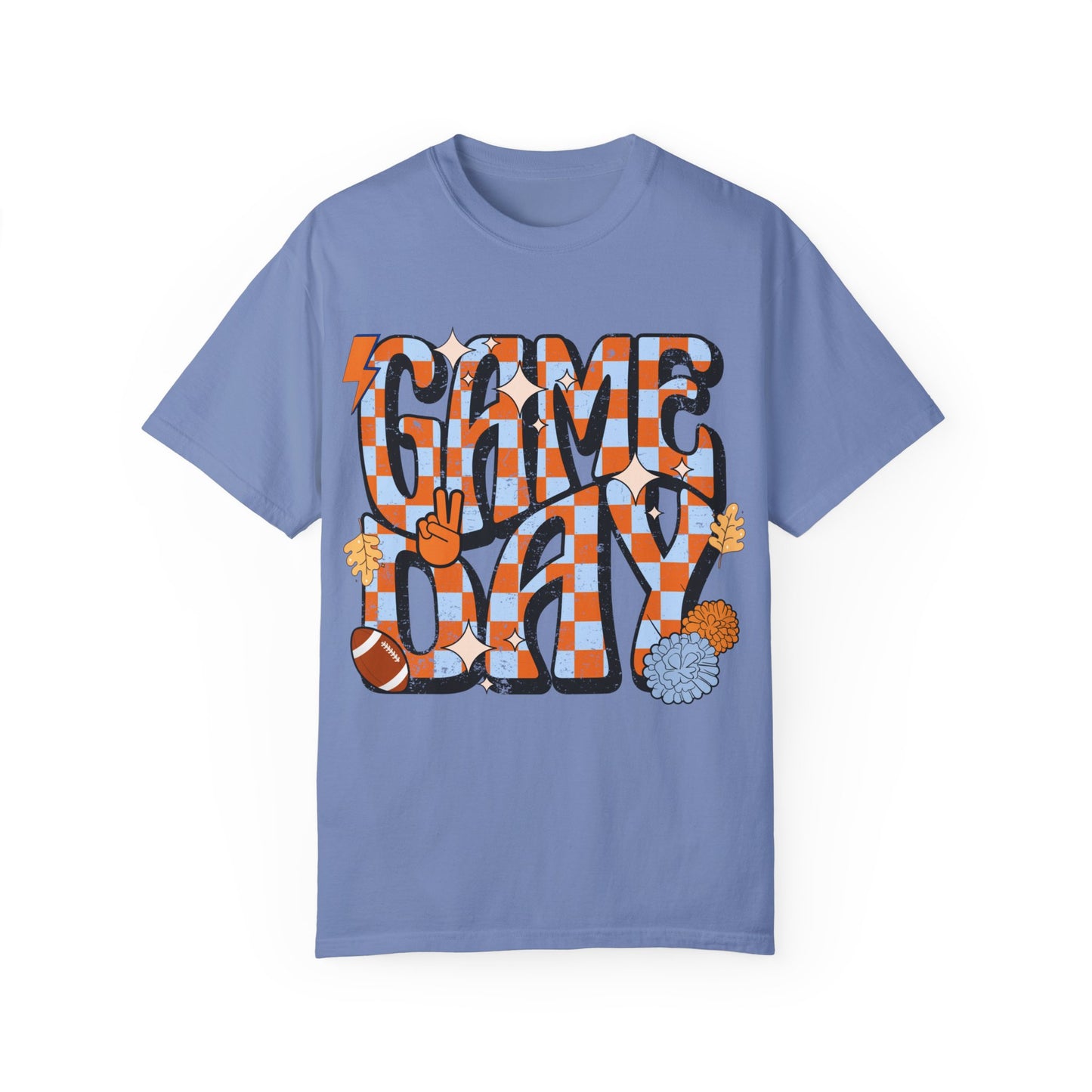 Checkered Game Day Unisex T-shirt Blue and Orange