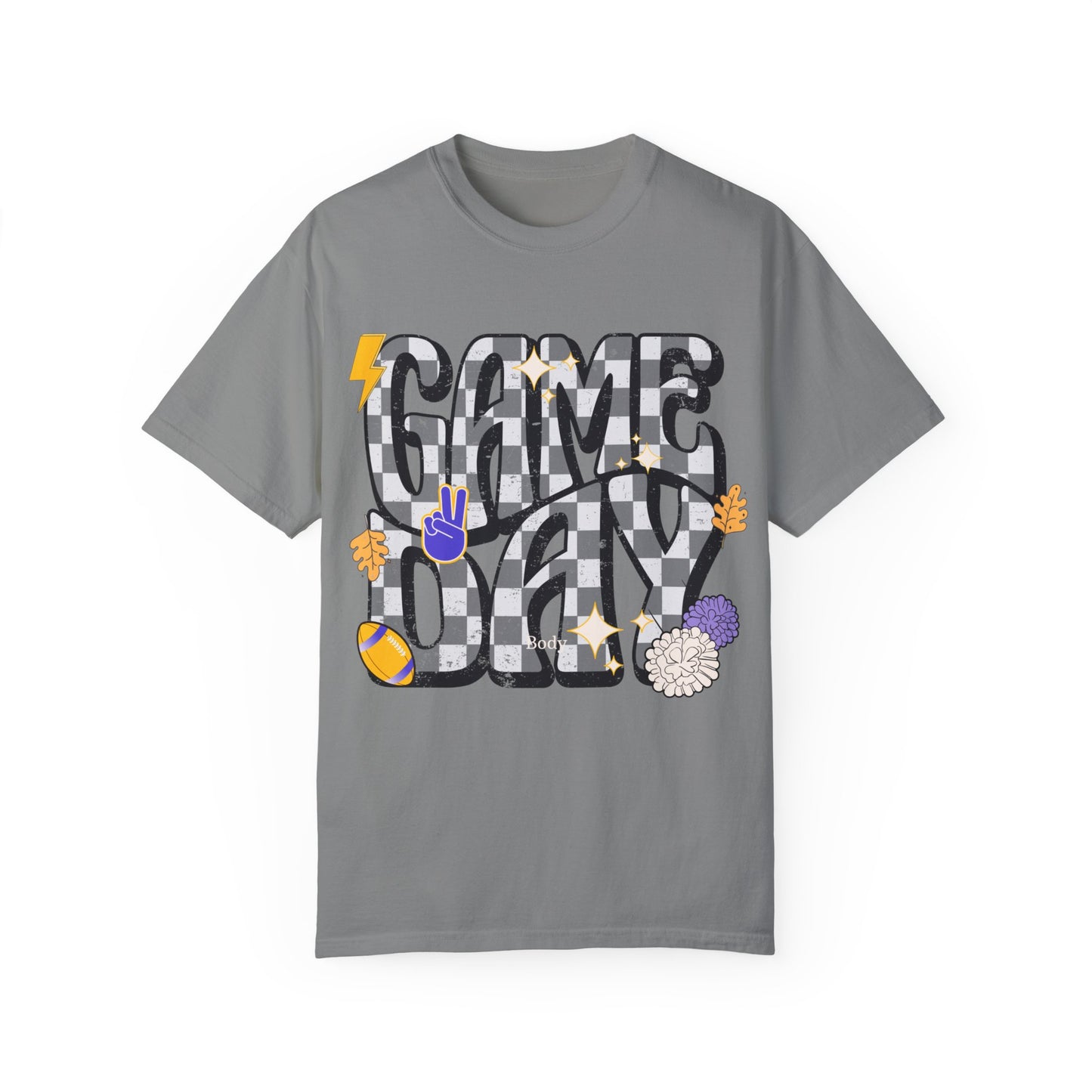 Checkered Game Day Unisex T-shirt Purple and Gold