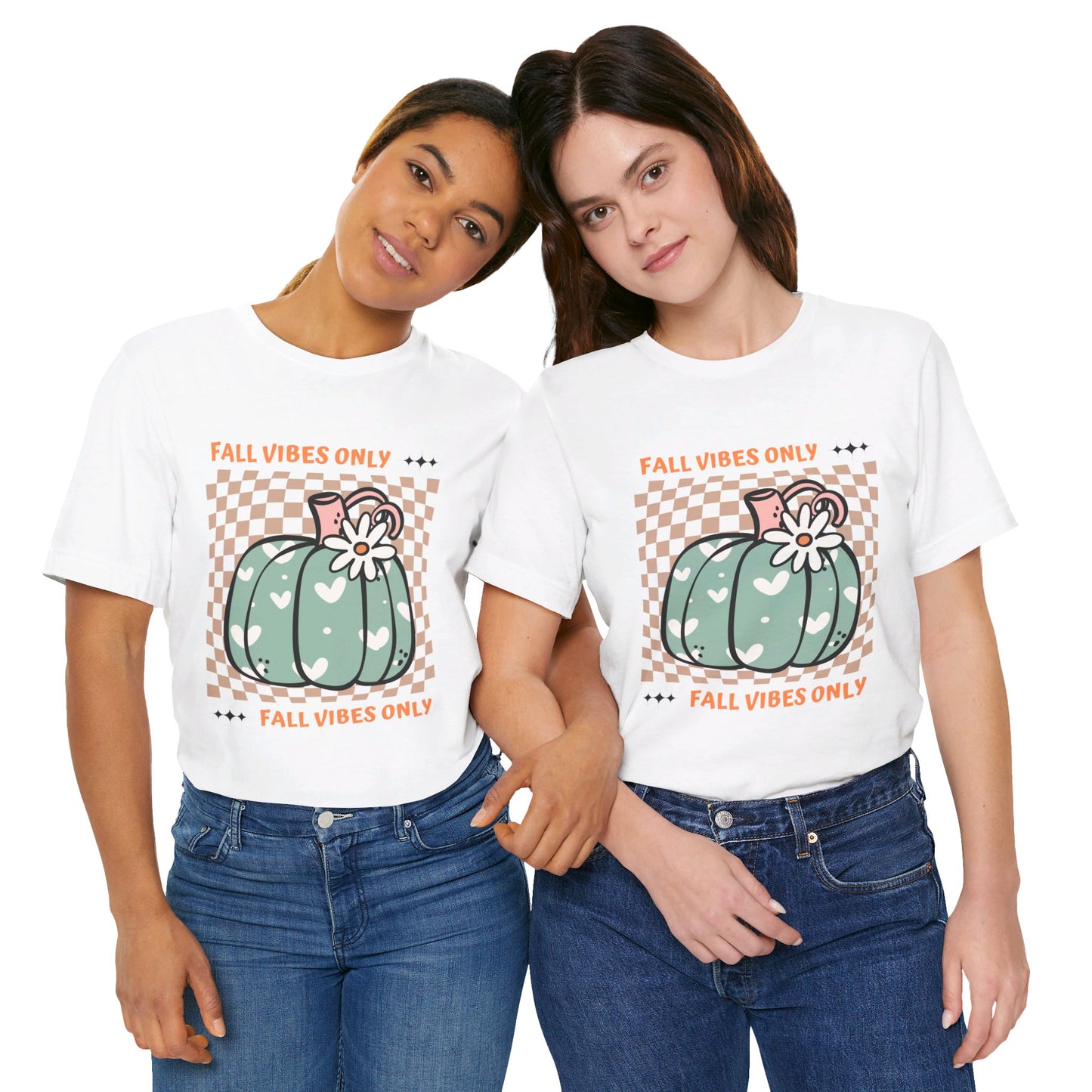 Fall Vibes Only Teal Pumpkin Retro Graphic T-Shirt