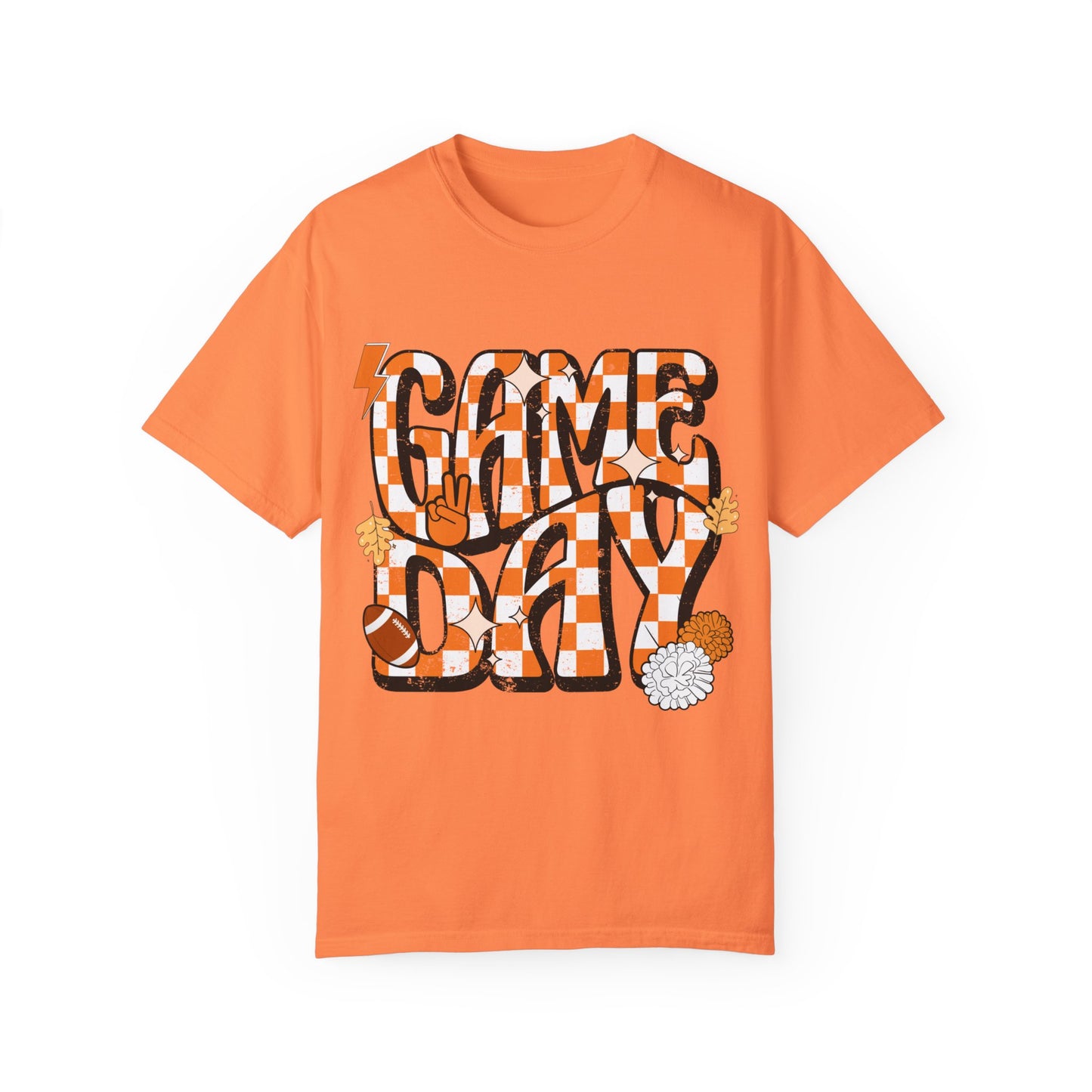 Checkered Game Day Unisex T-shirt Orange and White