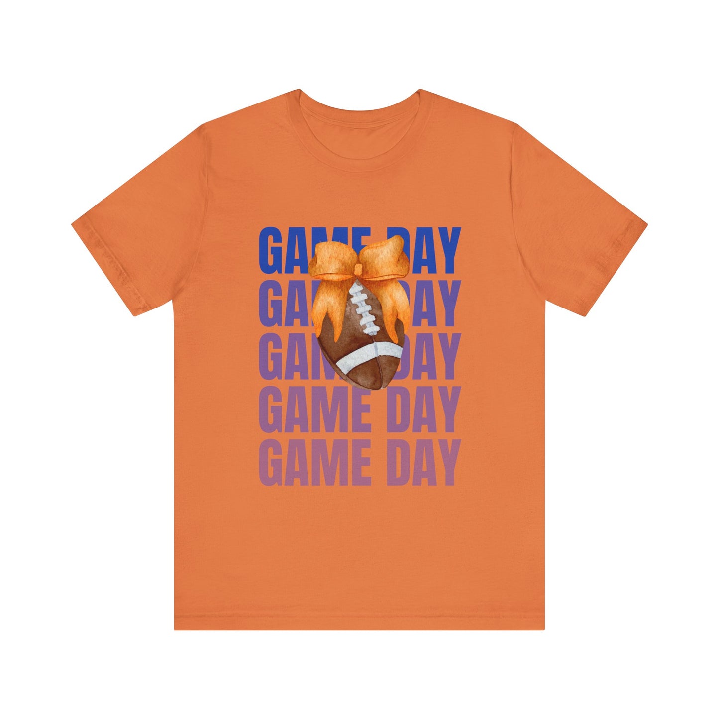Orange and Blue Fall Game Day Football Bow Unisex Graphic T