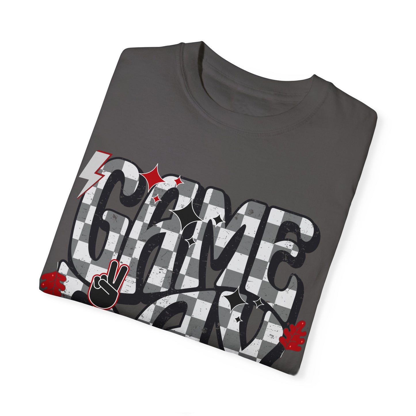 Checkered Game Day Unisex T-shirt Black and Red