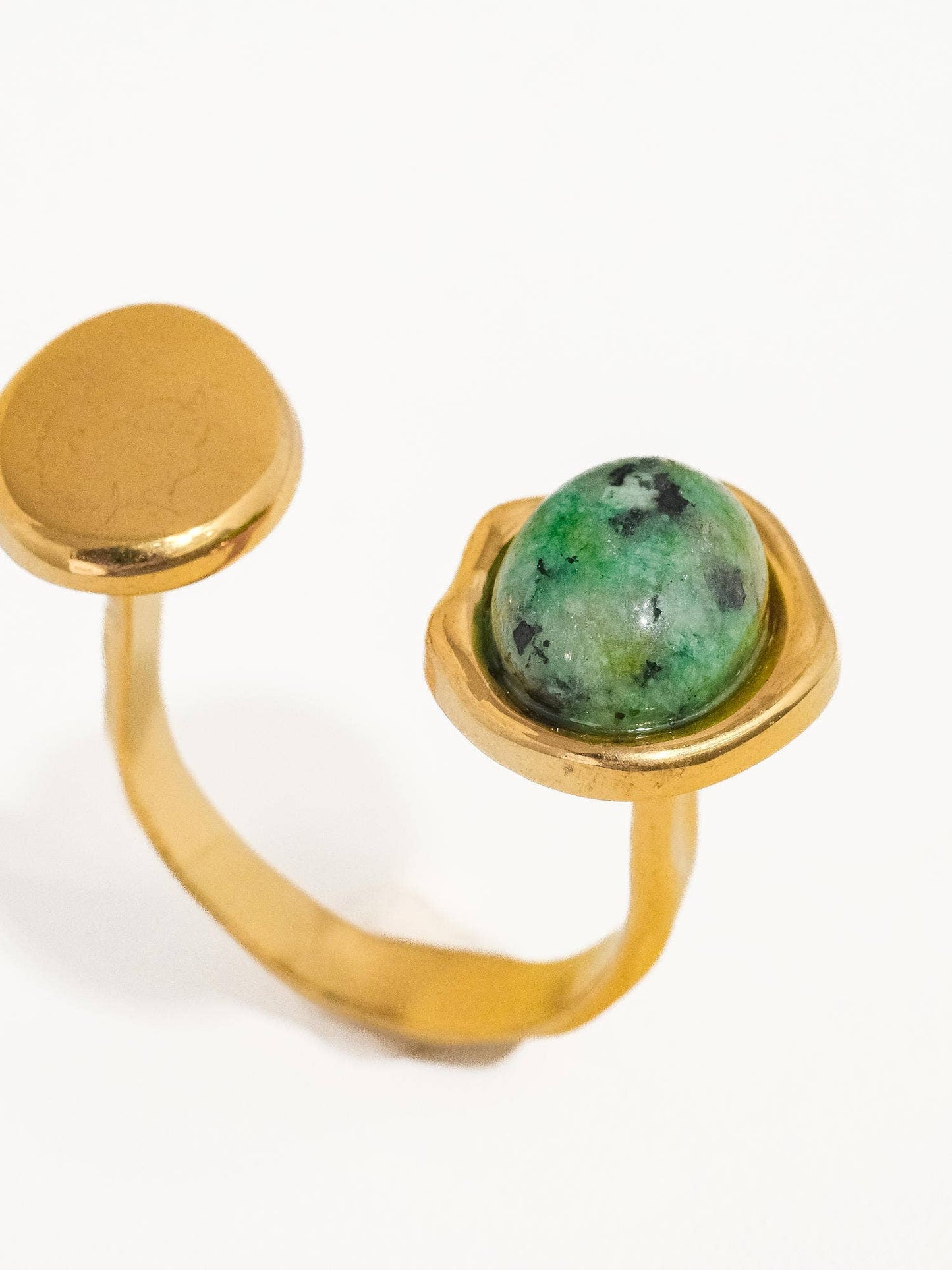 Green Orion Non-Tarnish Boho Adjustable Ring with Statement Stone