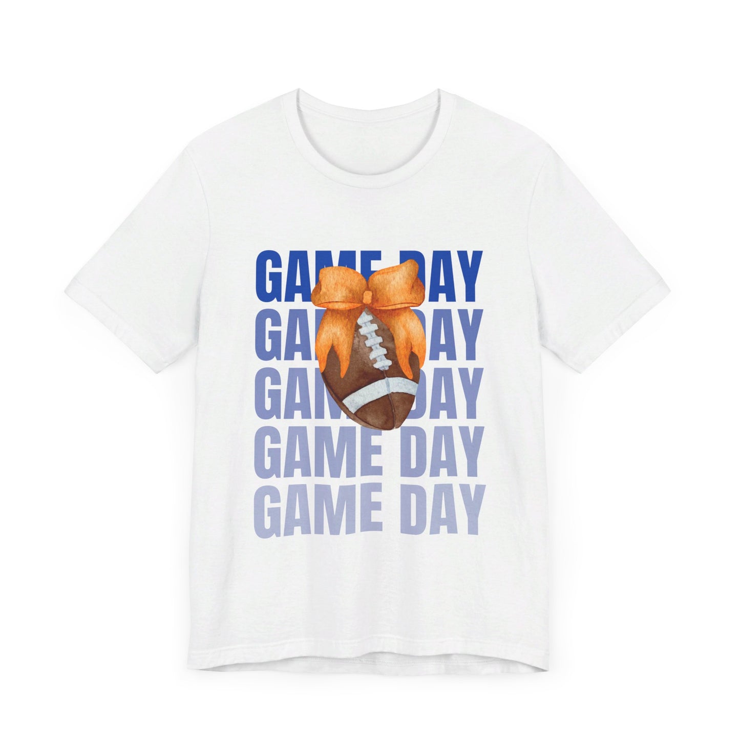 Orange and Blue Fall Game Day Football Bow Unisex Graphic T