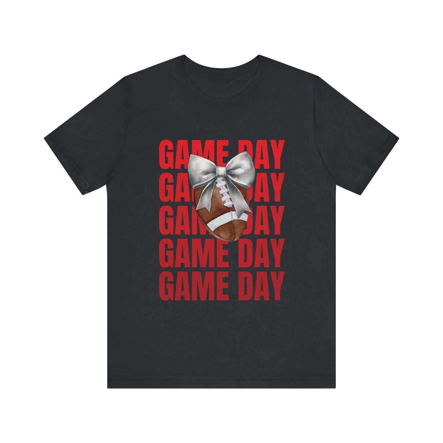 Black and Red Game Day Fall Football and Bow Unisex T-Shirt