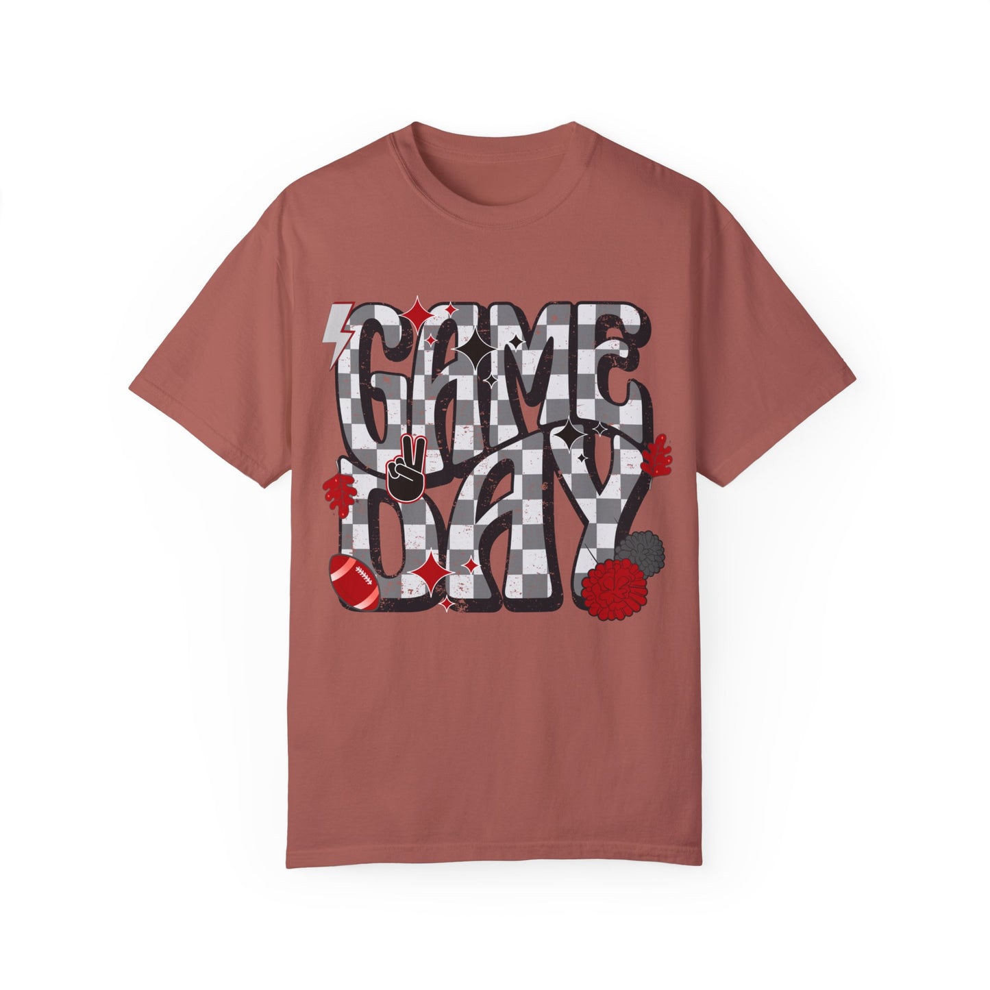Checkered Game Day Unisex T-shirt Black and Red