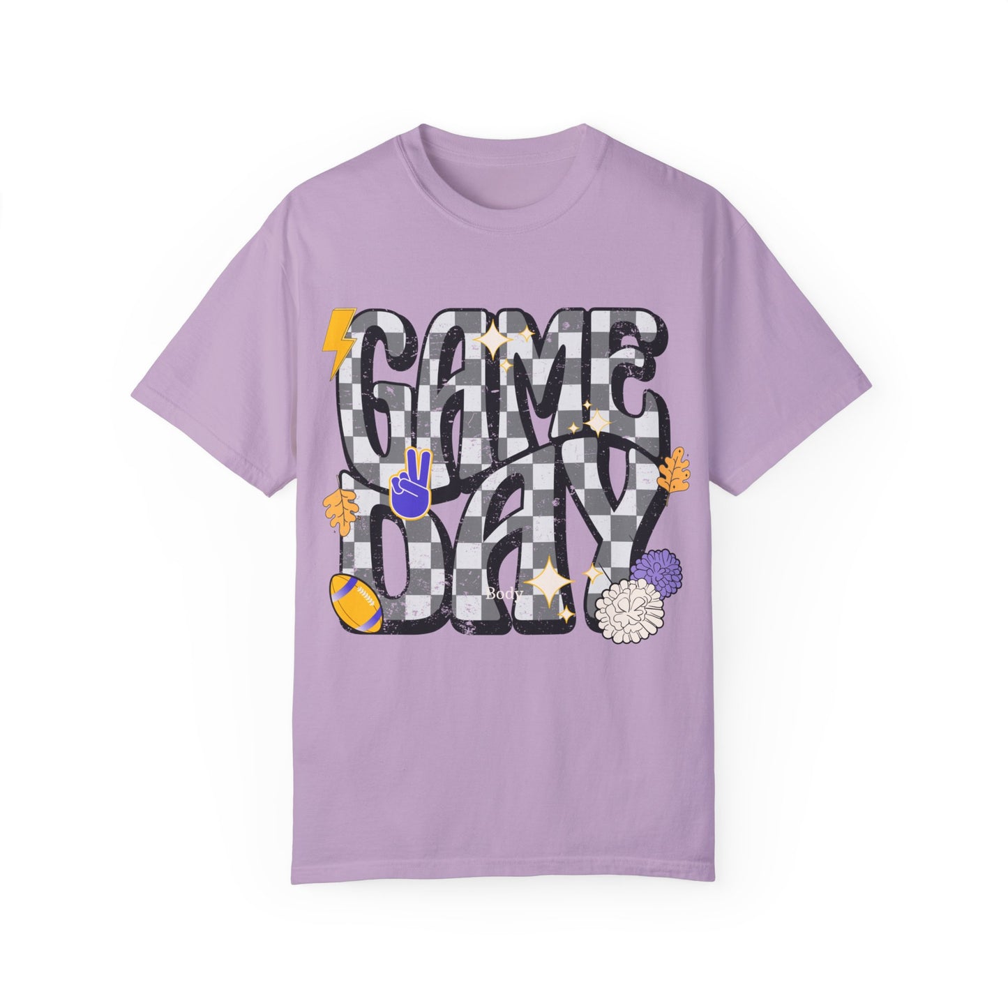 Checkered Game Day Unisex T-shirt Purple and Gold