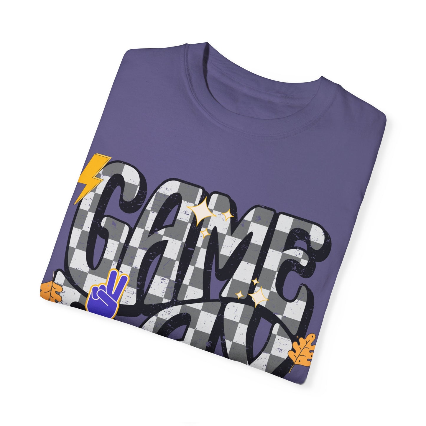 Checkered Game Day Unisex T-shirt Purple and Gold