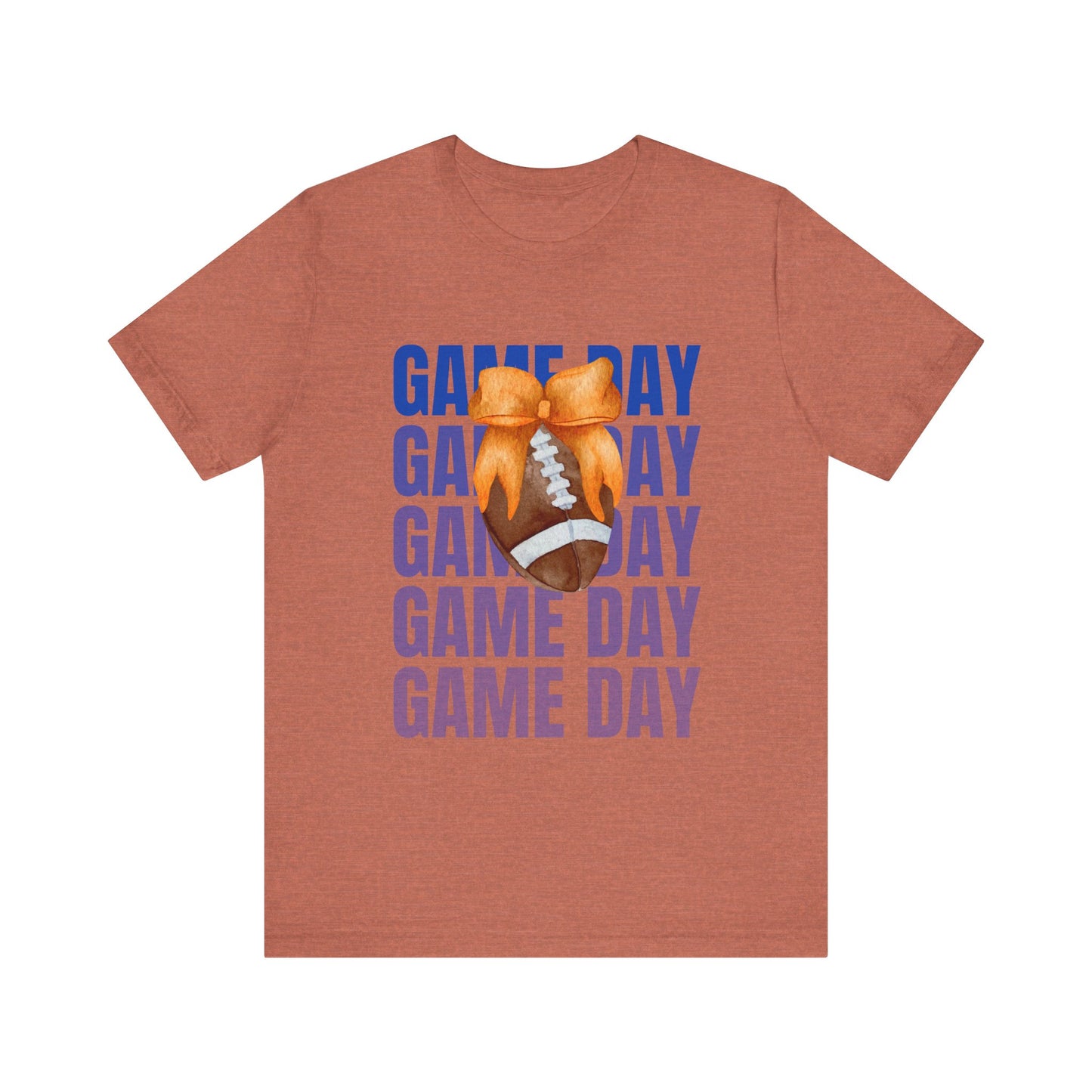 Orange and Blue Fall Game Day Football Bow Unisex Graphic T