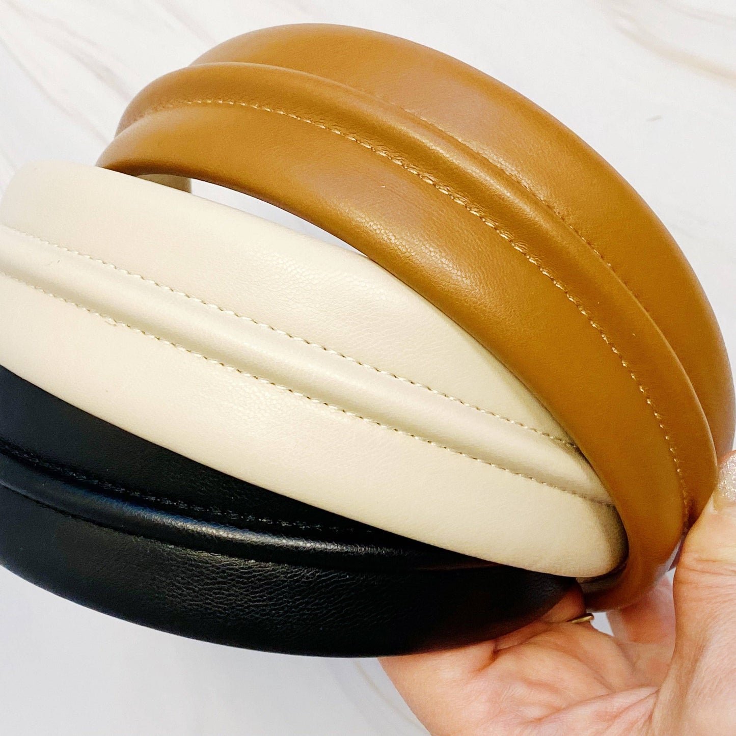 Classy Vegan Leather Headband: Black, Brown, or Cream