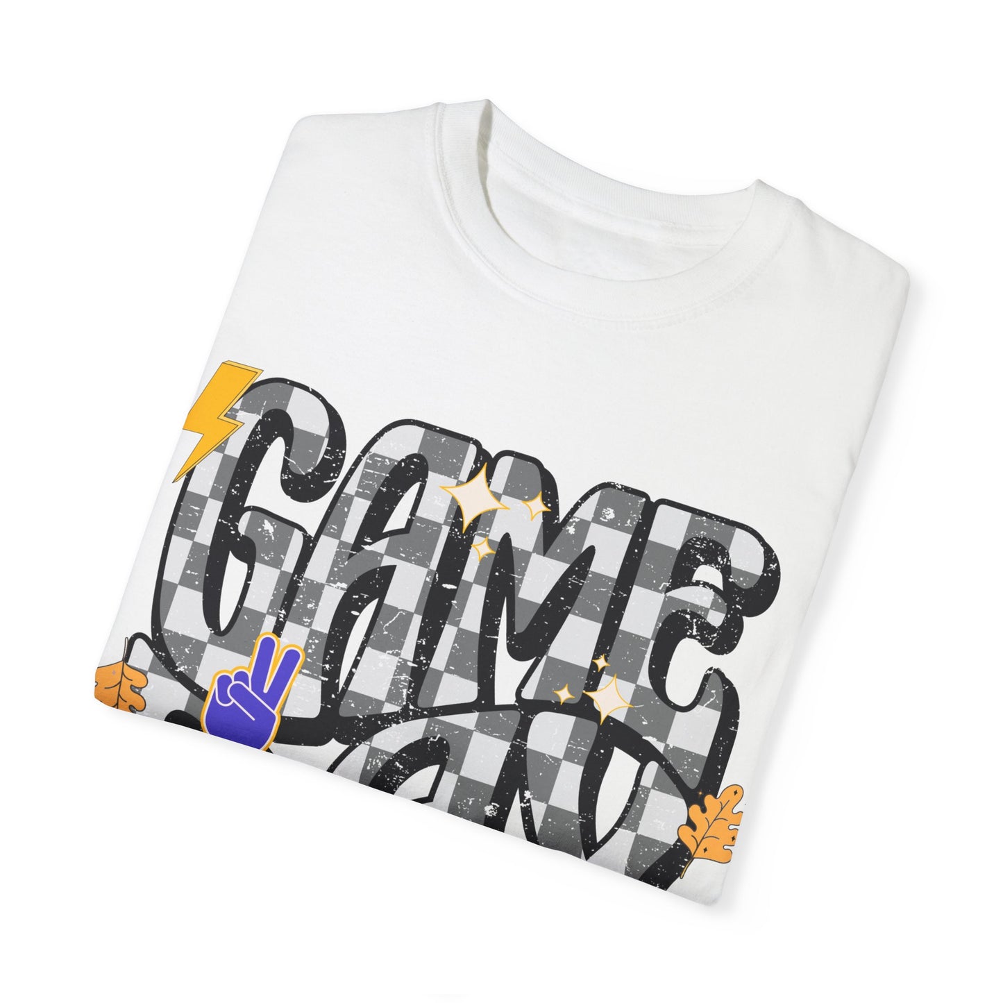 Checkered Game Day Unisex T-shirt Purple and Gold