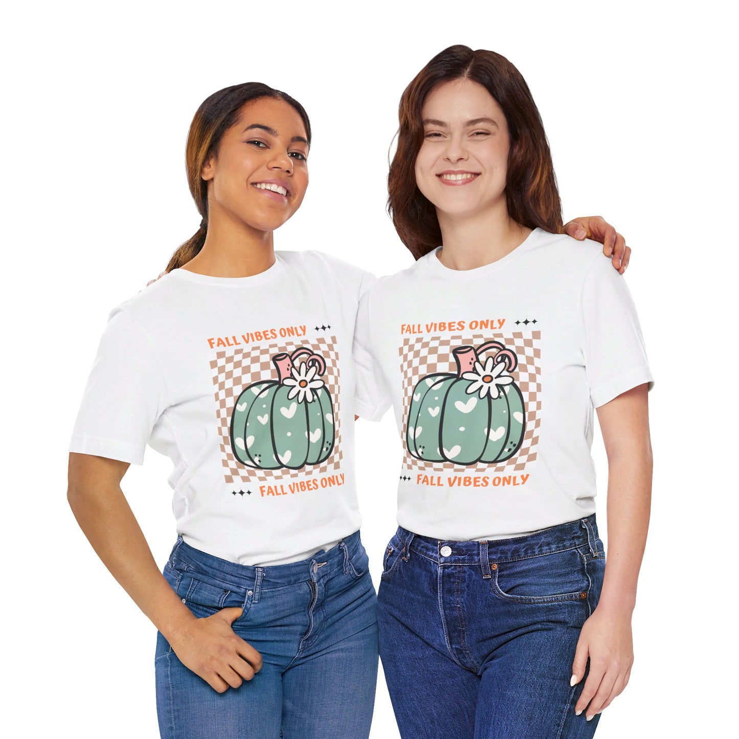 Fall Vibes Only Teal Pumpkin Retro Graphic T-Shirt