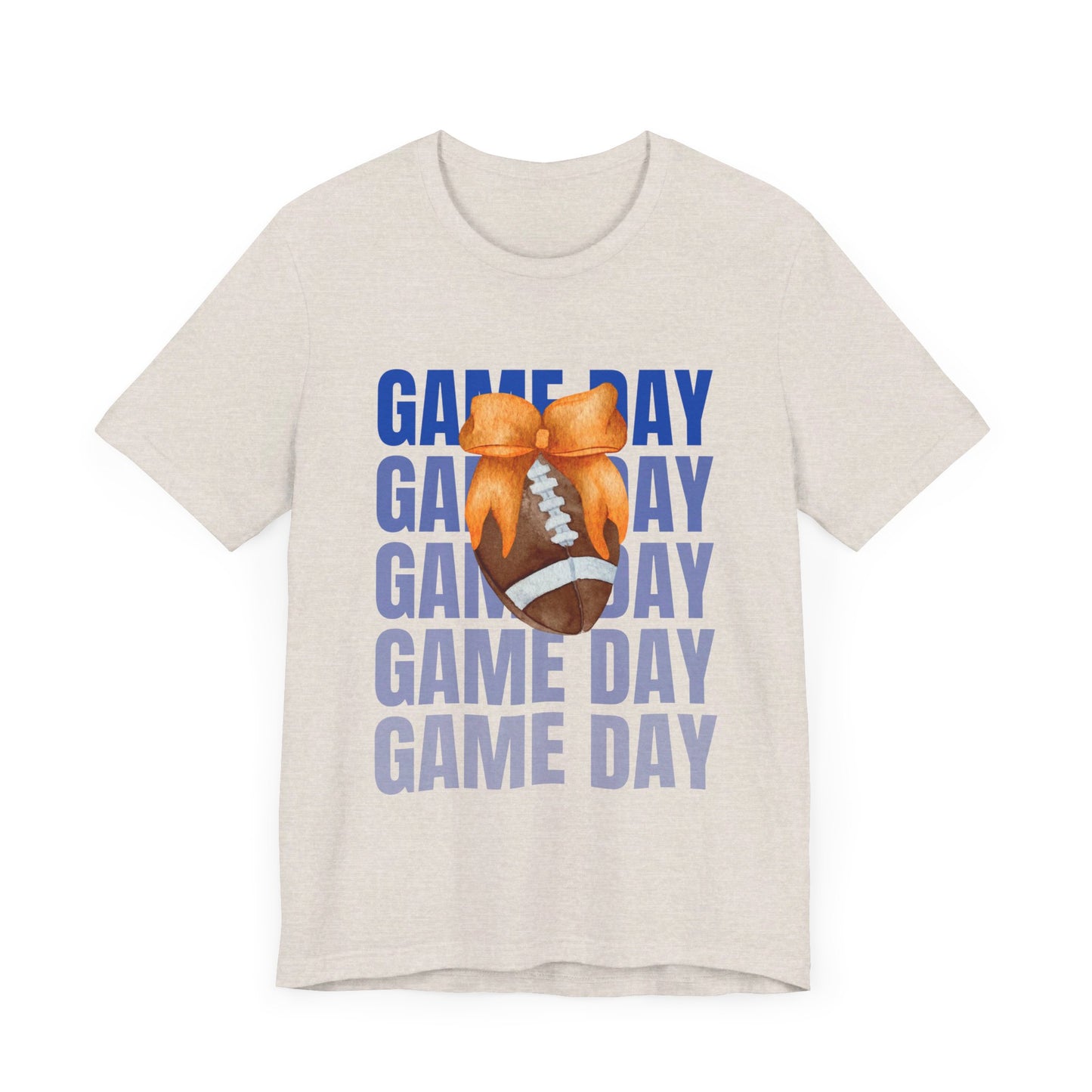 Orange and Blue Fall Game Day Football Bow Unisex Graphic T