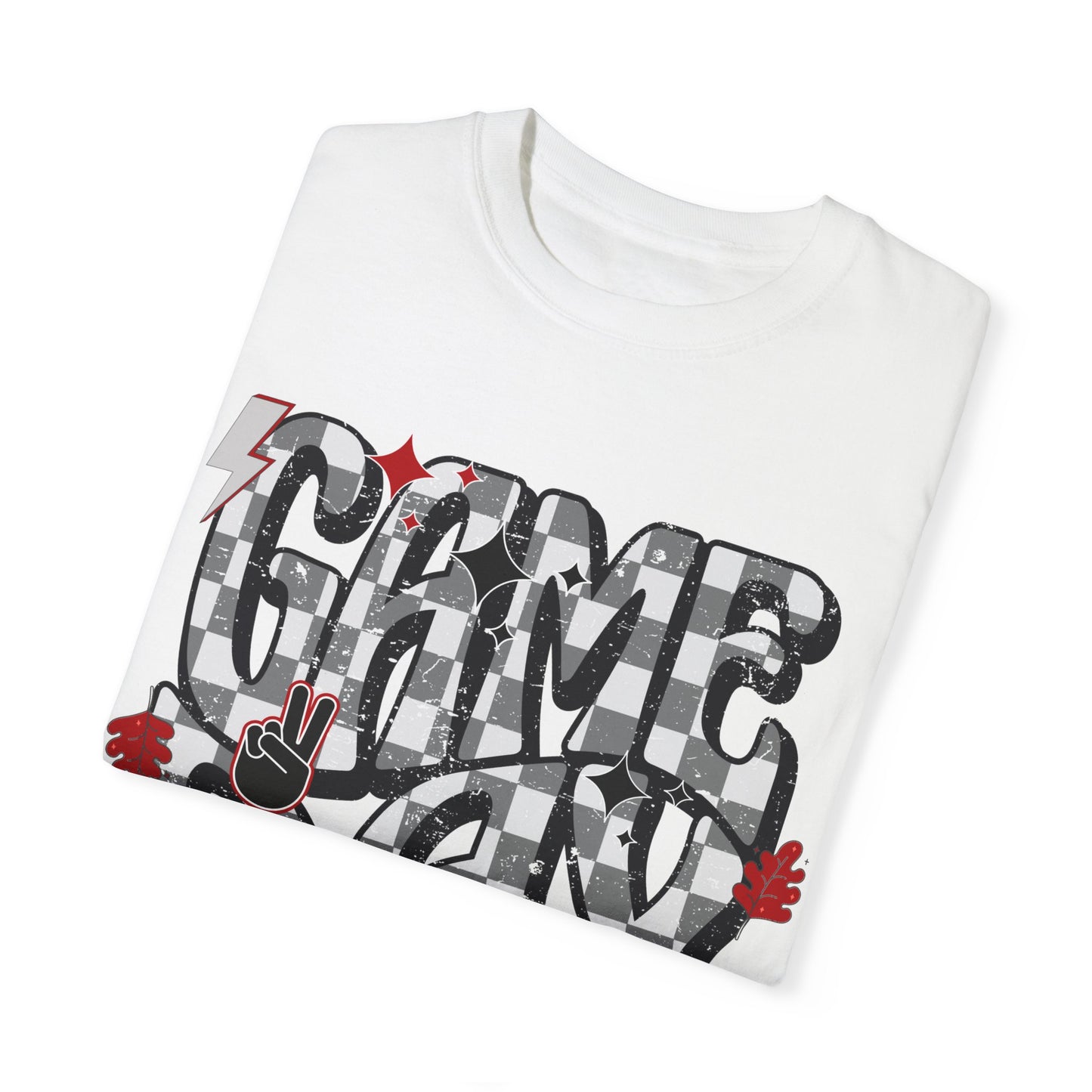 Checkered Game Day Unisex T-shirt Black and Red
