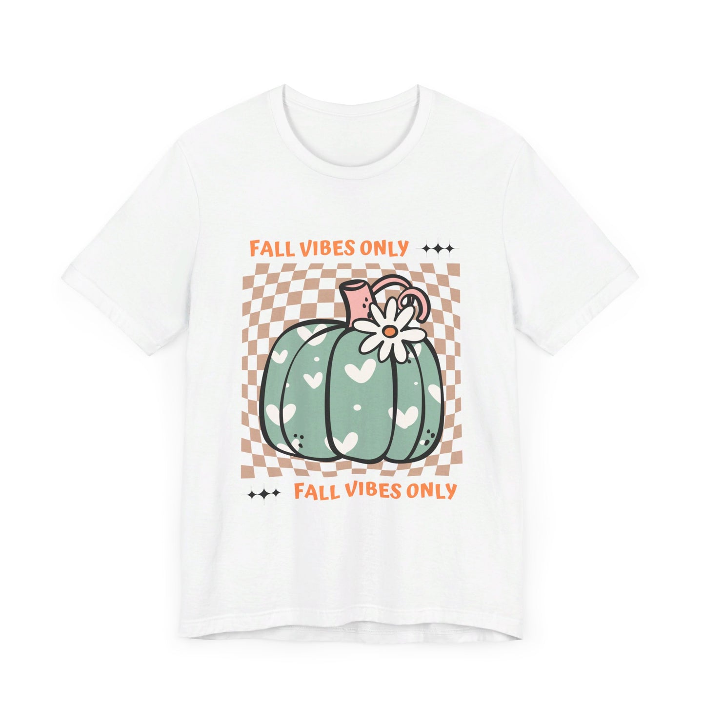 Fall Vibes Only Teal Pumpkin Retro Graphic T-Shirt